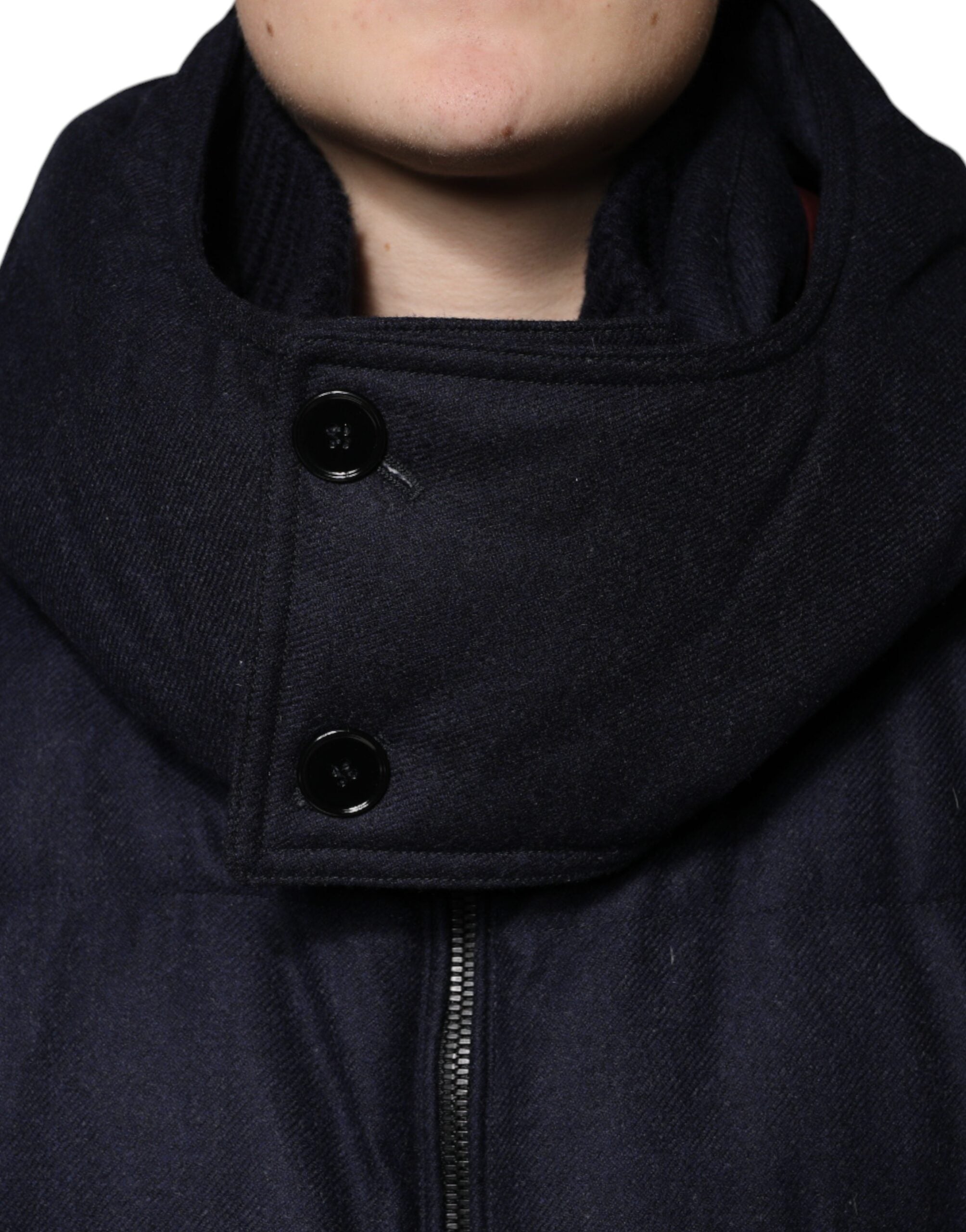 Dolce & Gabbana Schwarzes Nylon mit Kapuze Puffer Männer Mantel Jacke