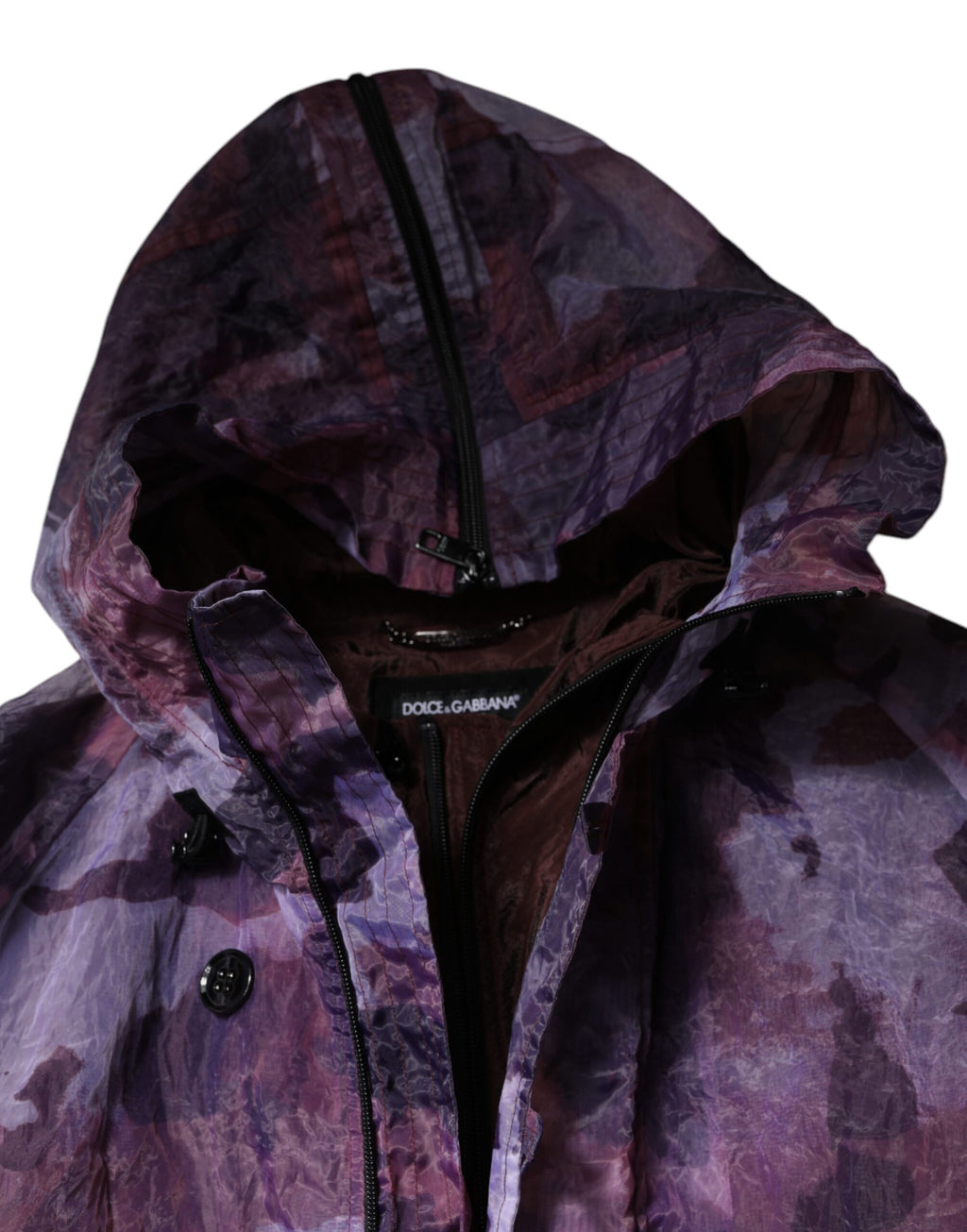 Dolce & Gabbana Lila Camouflage Blousonjacke mit Kapuze für Männer