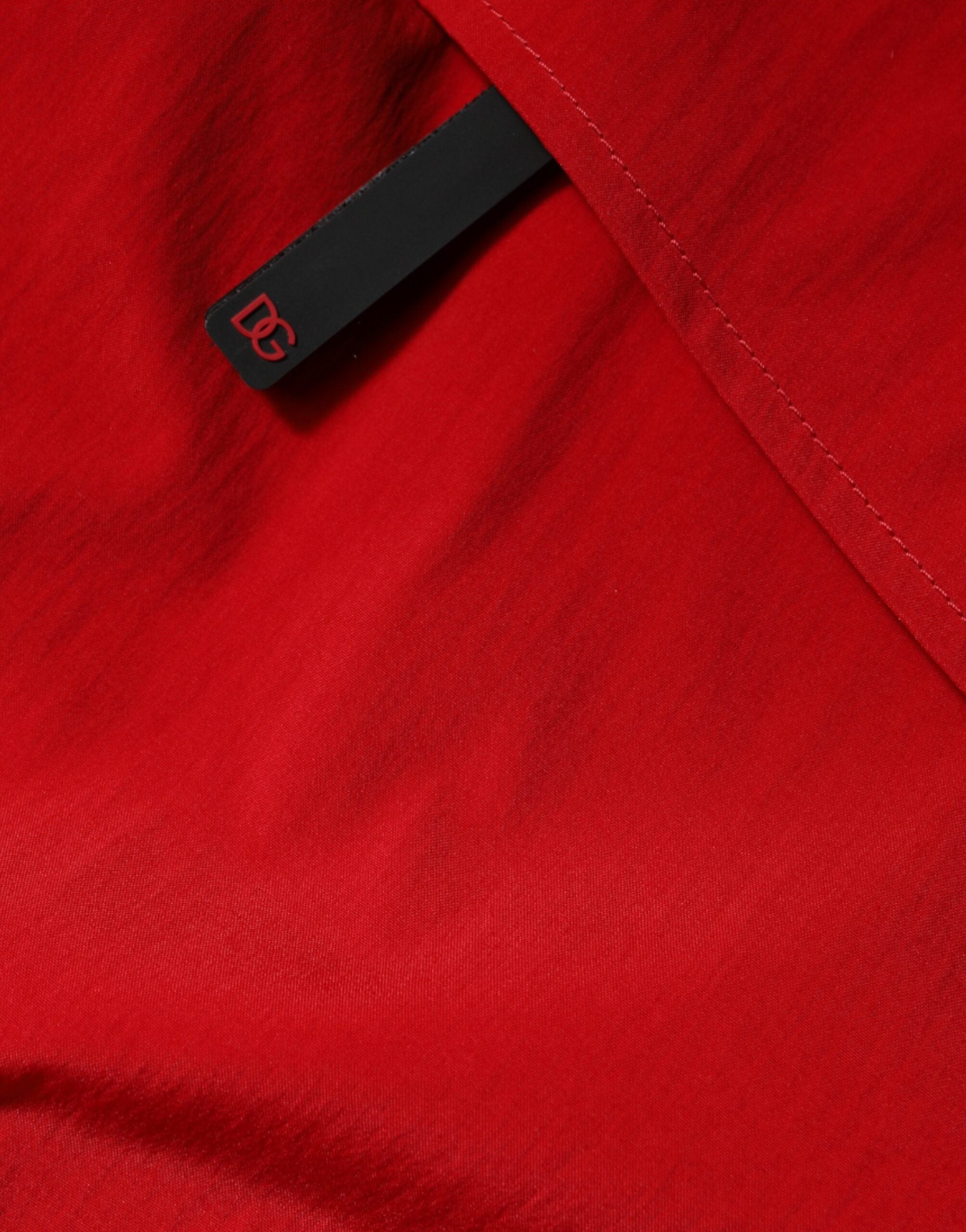Dolce & Gabbana Rote Nylon Kapuzen-Parka-Jacke für Männer mit Reißverschluss