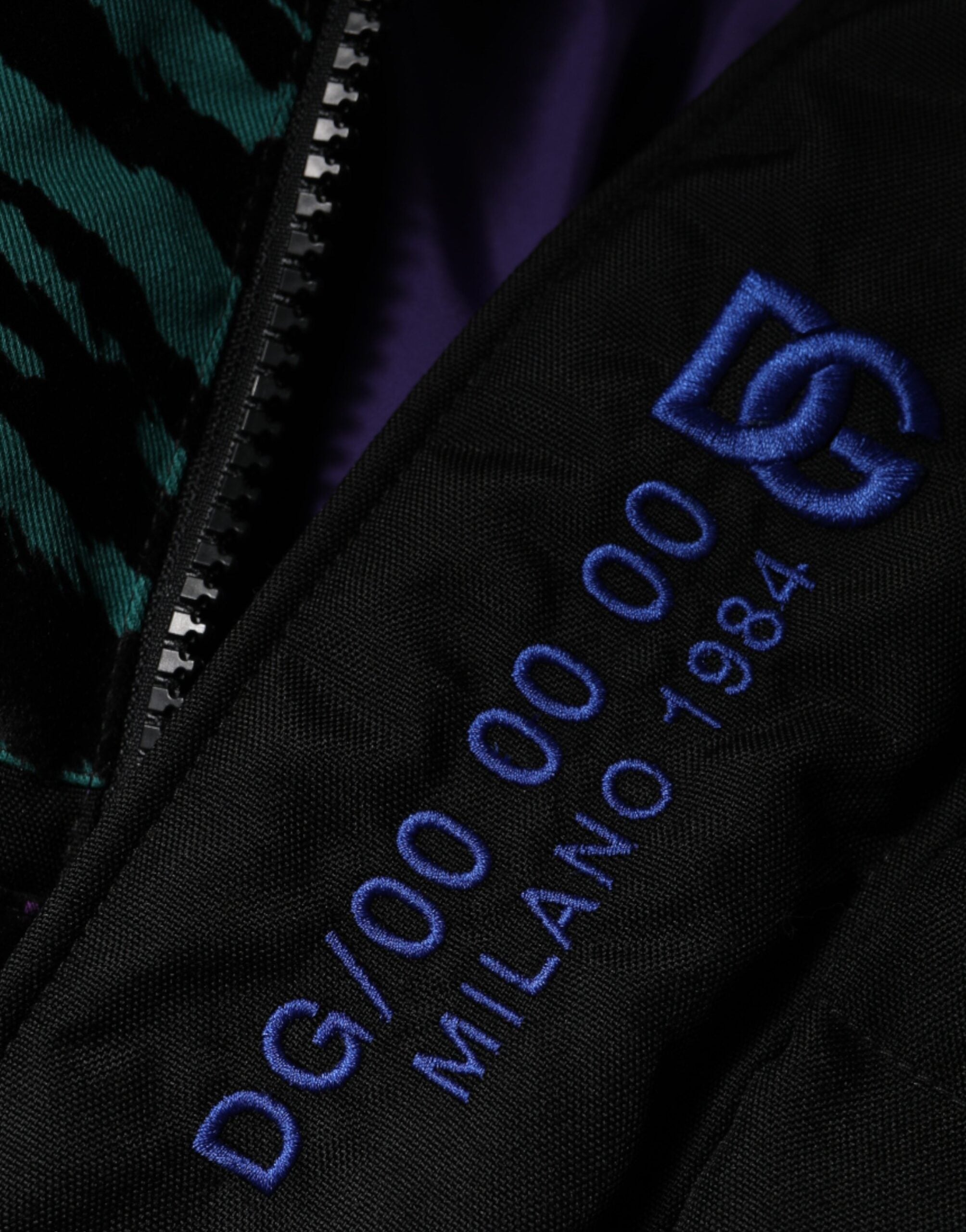 Dolce & Gabbana Schwarze Nylon Puffer Männer Full Zip Jacke