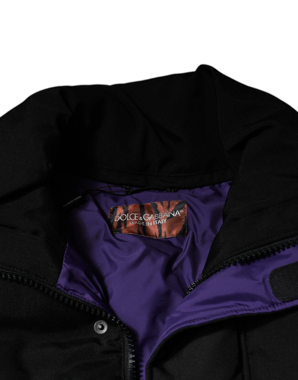 Dolce & Gabbana Schwarze Nylon Puffer Männer Full Zip Jacke