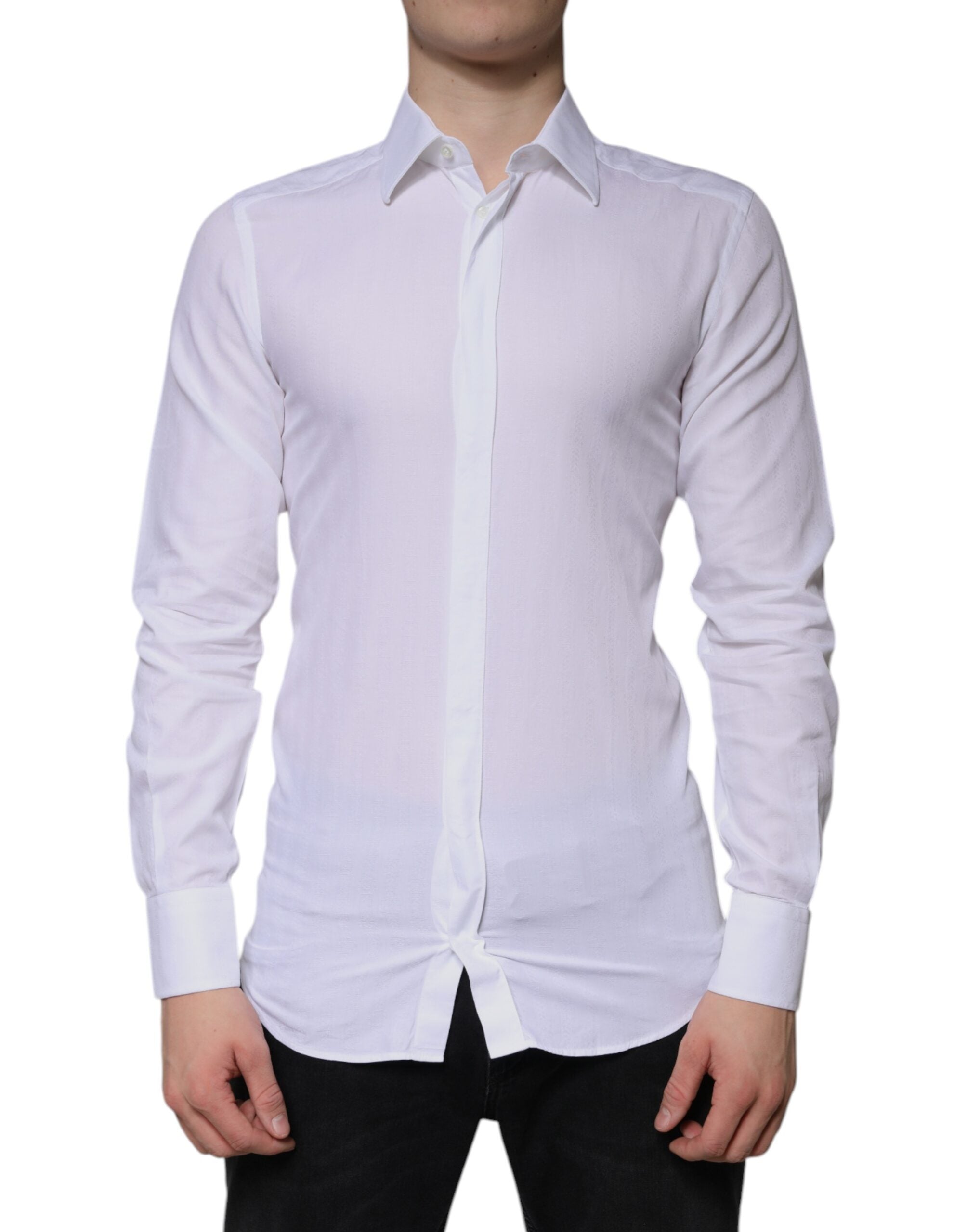 Dolce & Gabbana Weißes formelles Herrenhemd GOLD aus Baumwolle