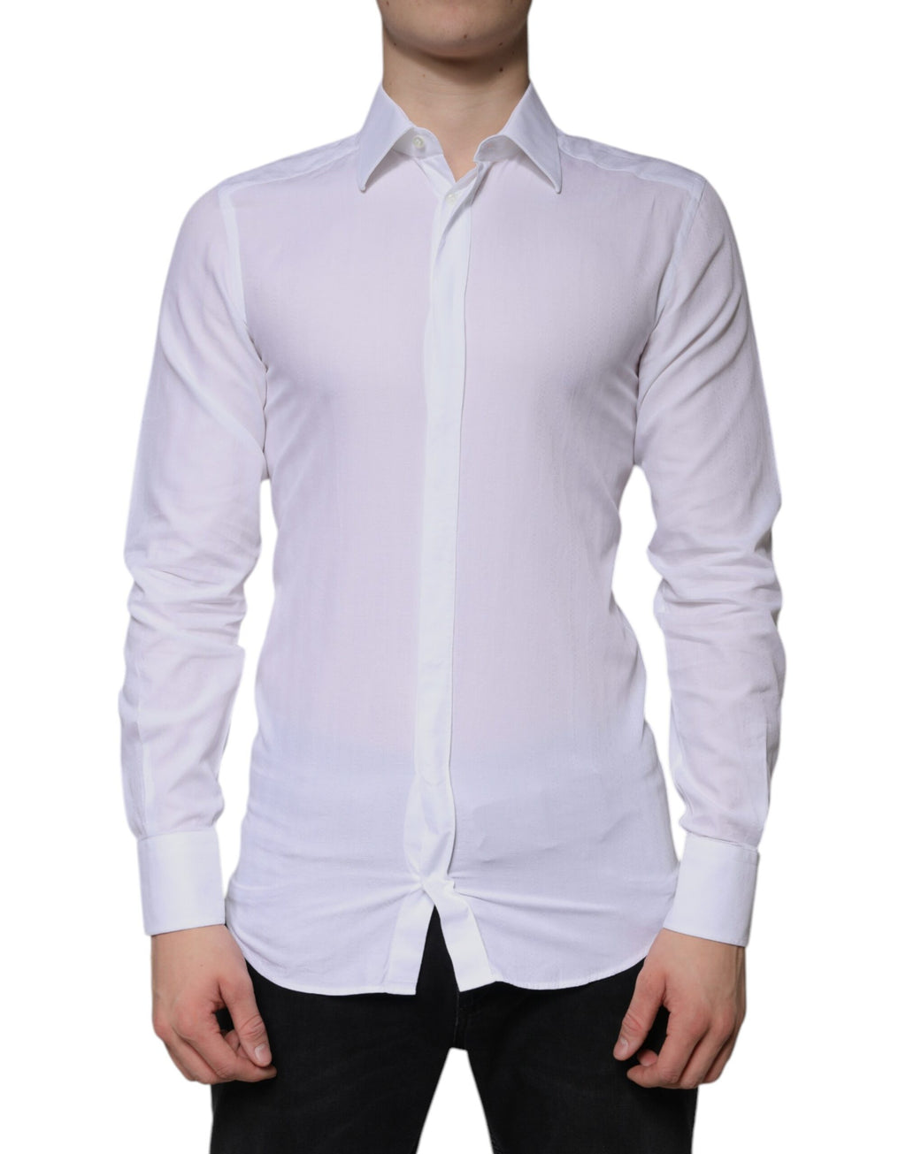 Dolce & Gabbana Weißes formelles Herrenhemd GOLD aus Baumwolle