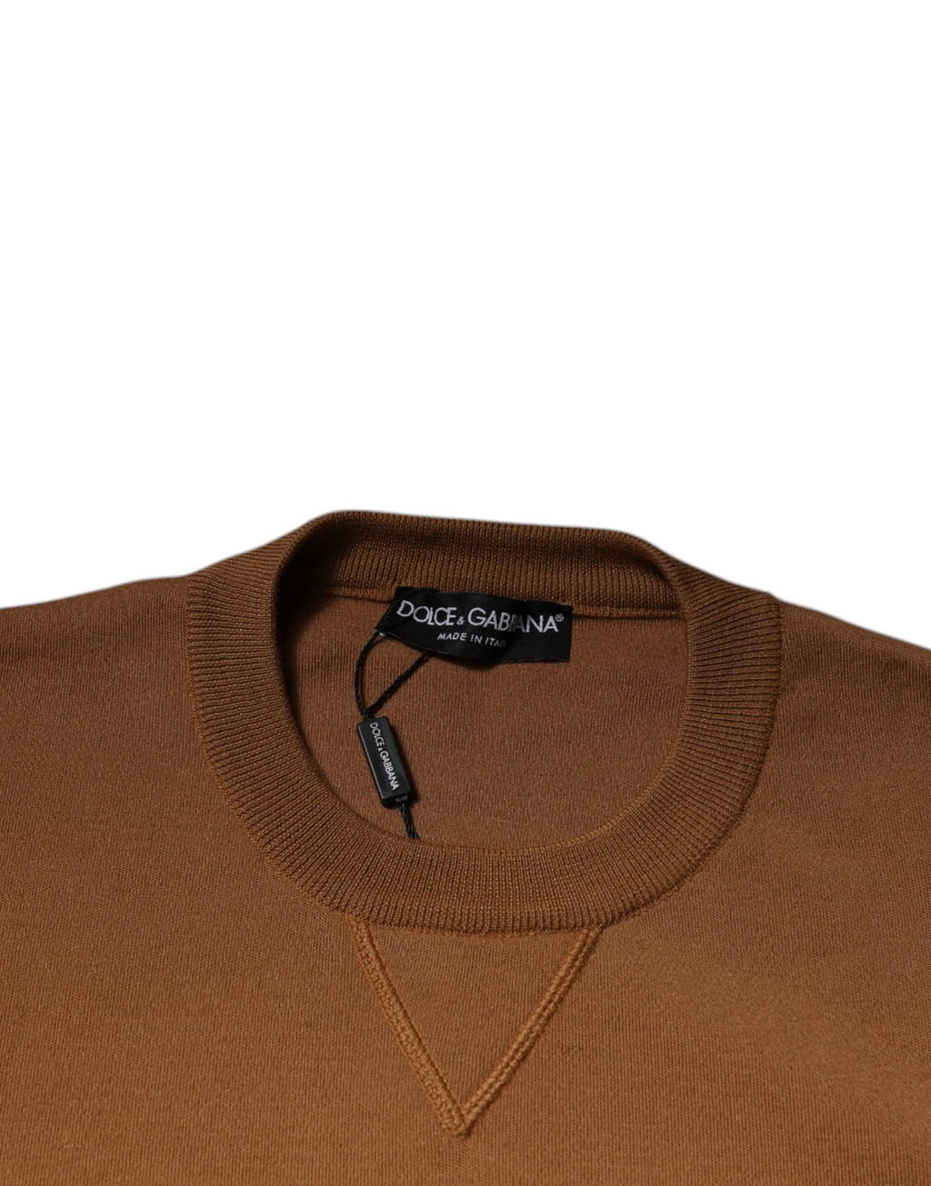 Dolce & Gabbana Brauner Logo-Plakette Rundhals-Pullover