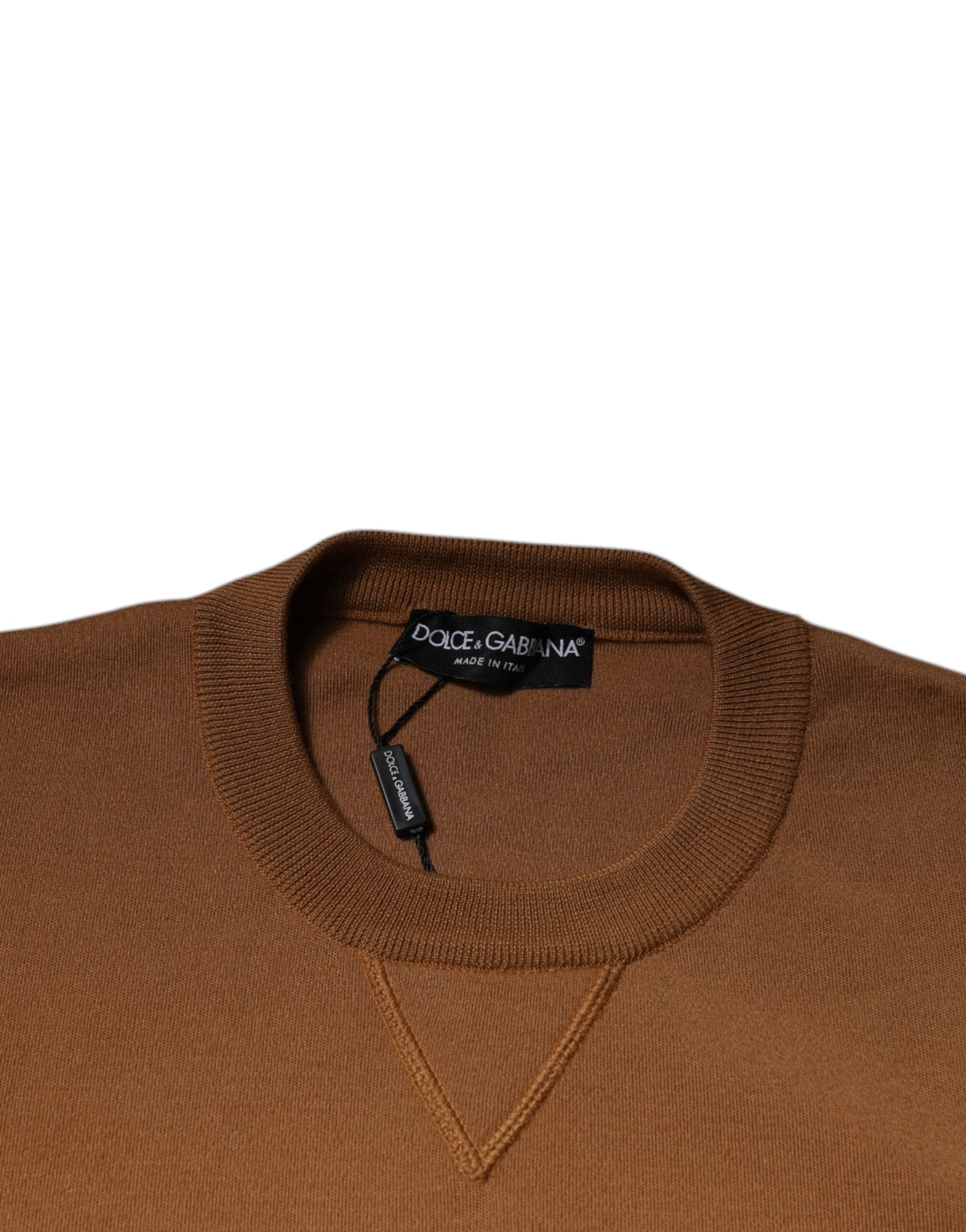 Dolce & Gabbana Brauner Logo-Plakette Rundhals-Pullover