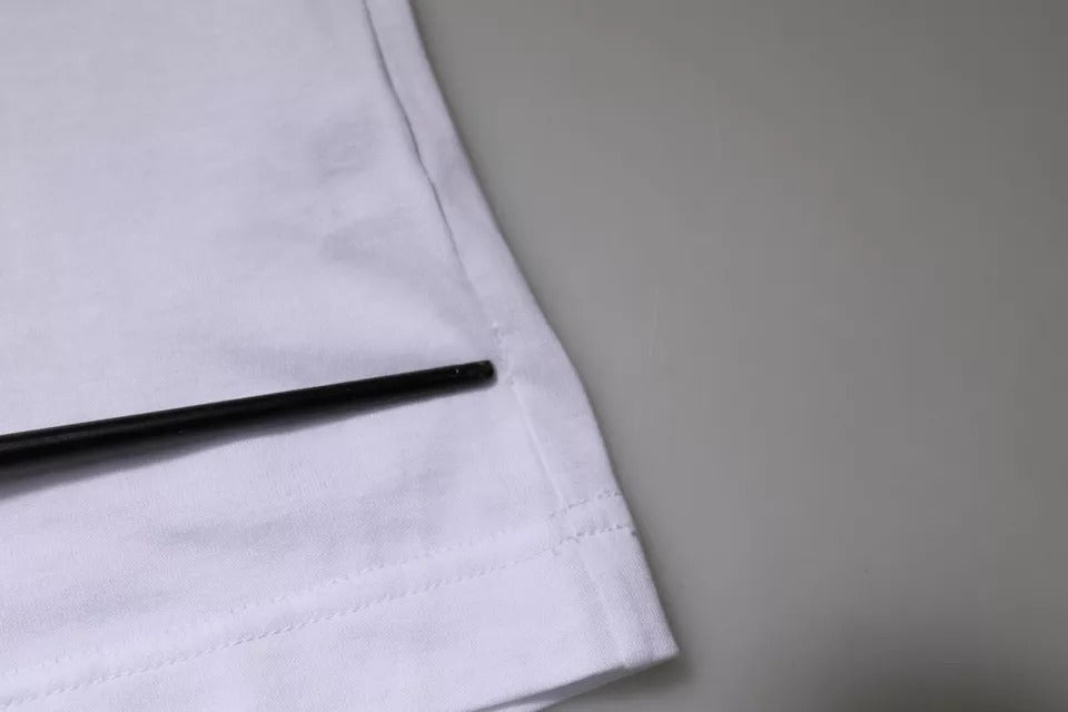 Dolce & Gabbana Weißes Panda King Baumwoll-T-Shirt mit Rundhalsausschnitt