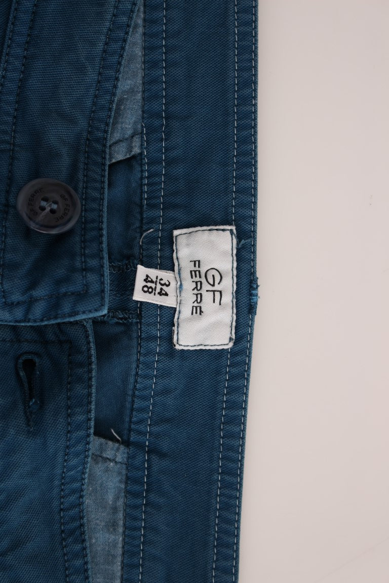 GF Ferre Blaue Straight Fit Chinos aus Baumwolle