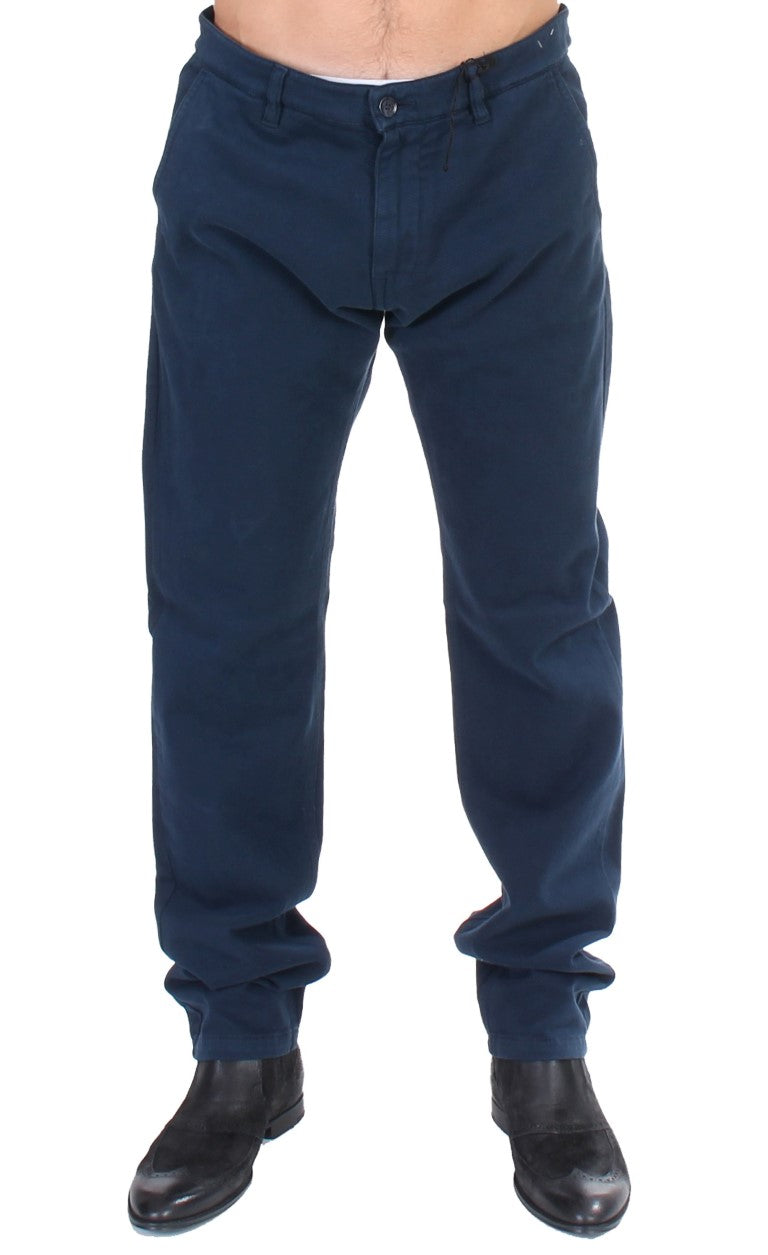 GF Ferre Blaue Stretch-Hose mit gerader Passform Chinos
