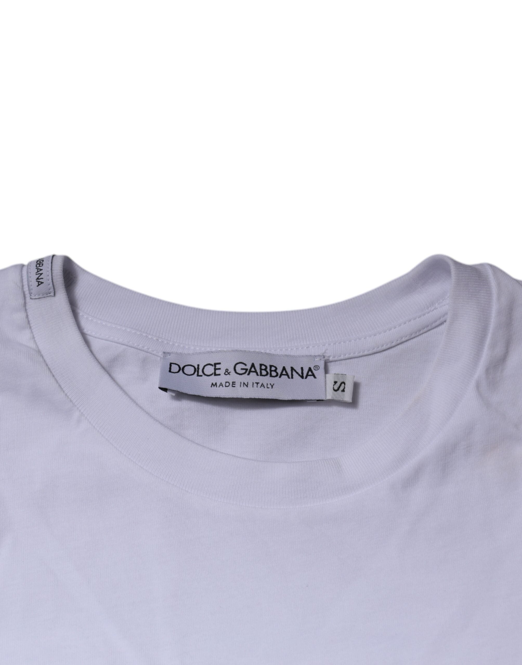 Dolce & Gabbana Weißes DG Logo Baumwoll-T-Shirt mit Rundhalsausschnitt