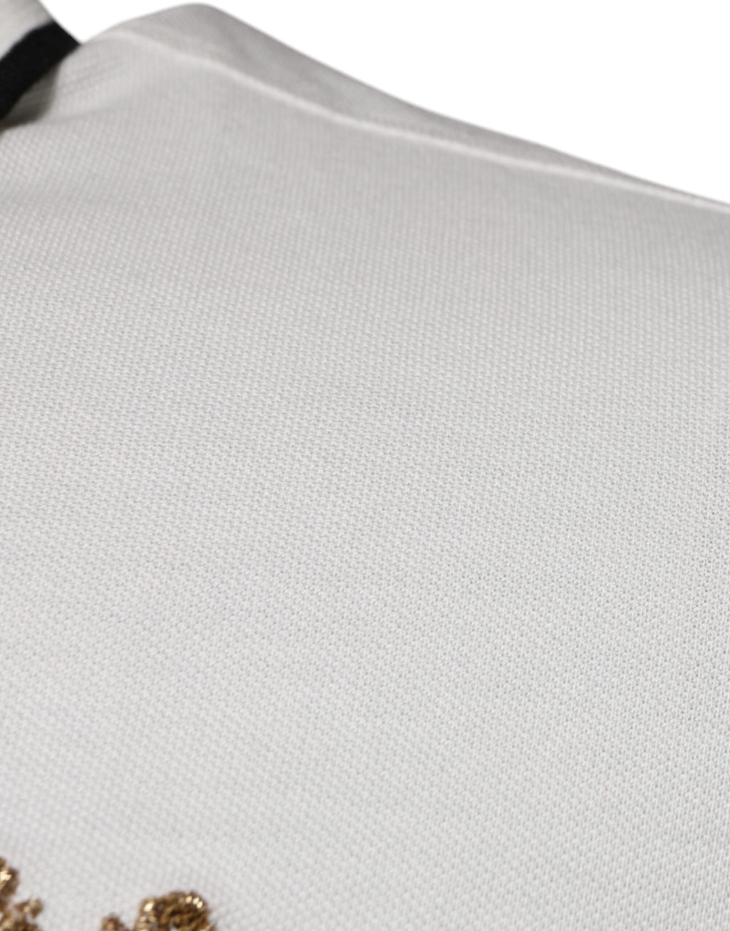 Dolce & Gabbana Off White Crown Baumwoll-Polo-T-Shirt mit Kragen