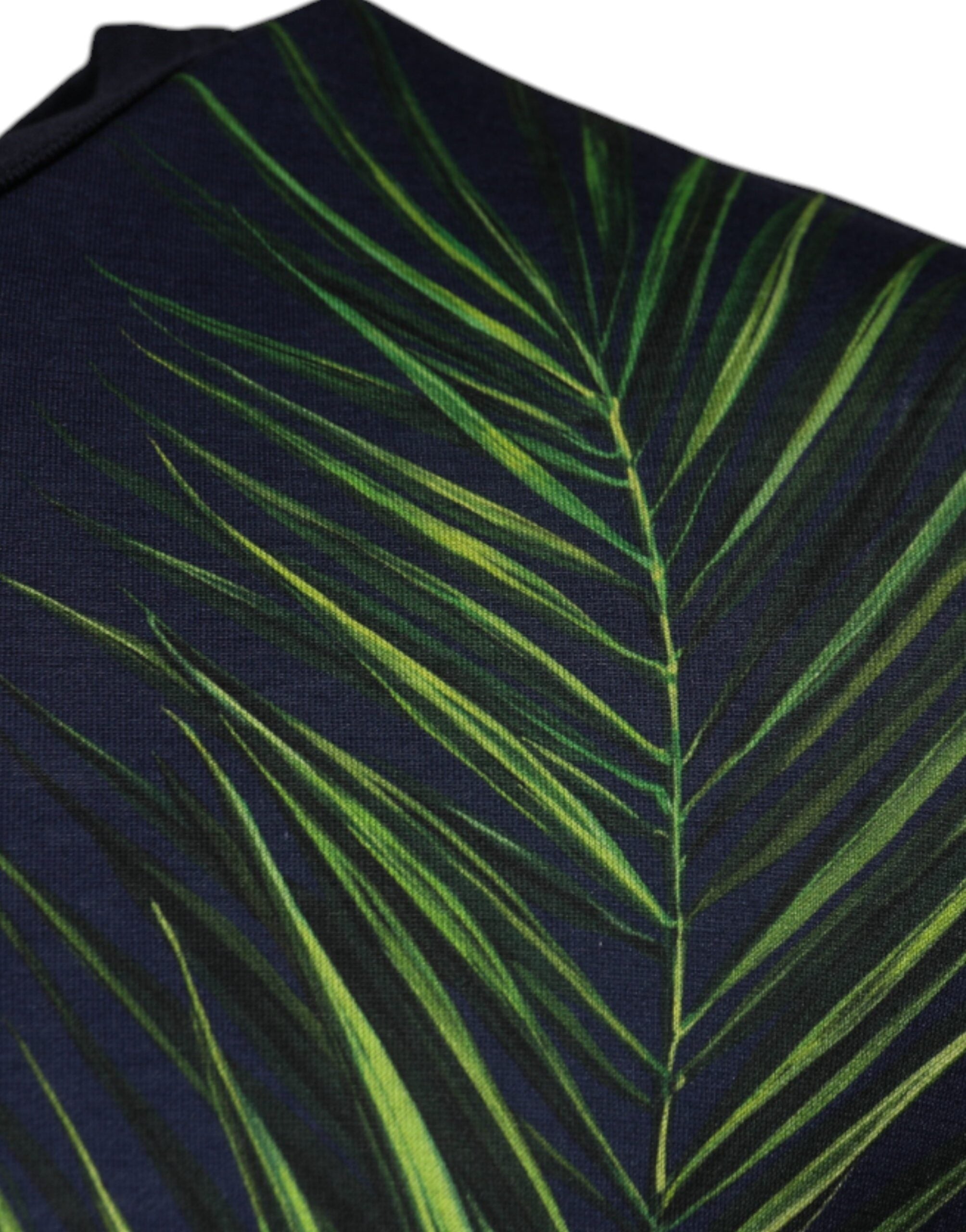 Dolce & Gabbana Blaues Tree Print CrewNeck T-Shirt mit kurzen Ärmeln