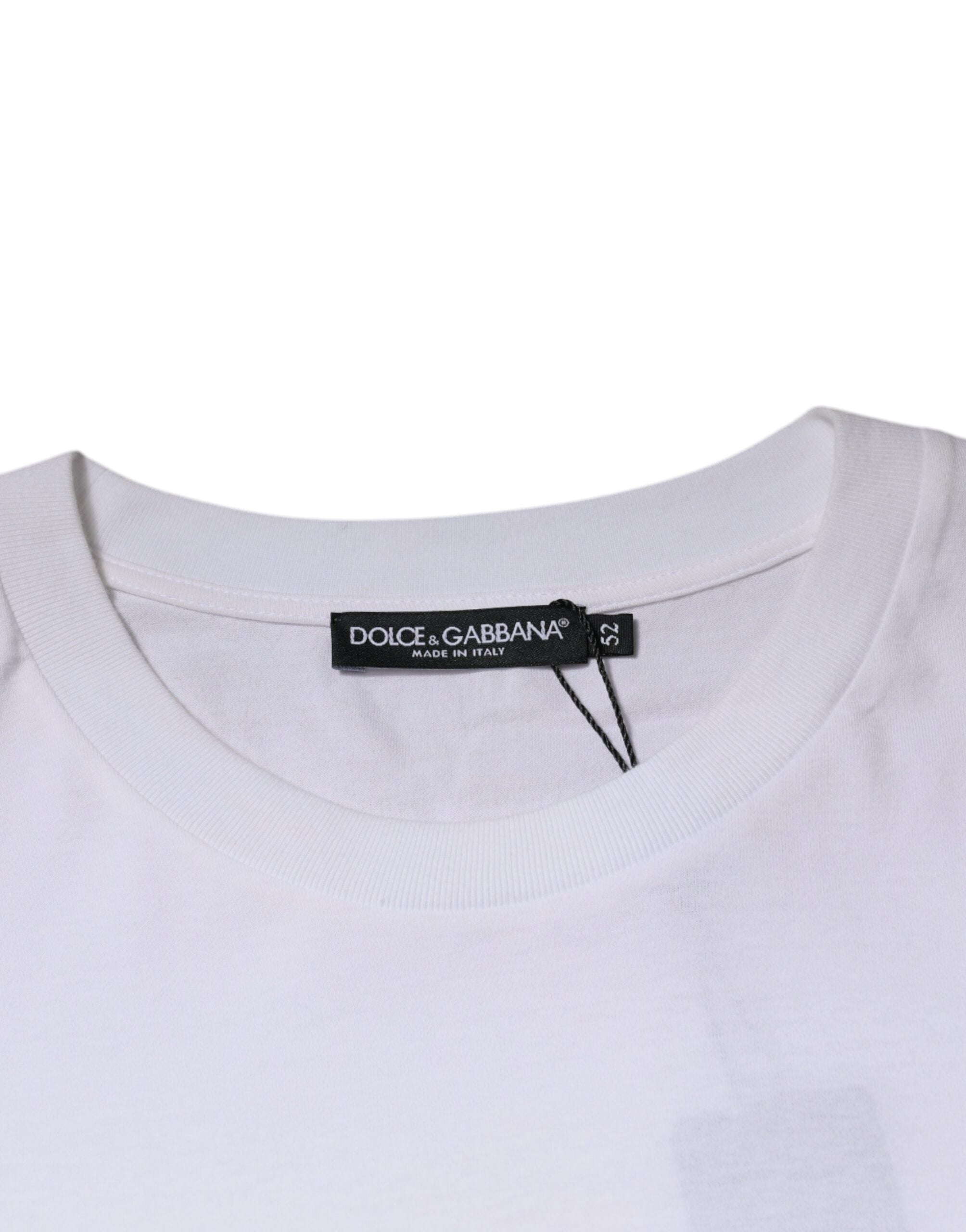 Dolce & Gabbana Weißes DG Milano Baumwoll-T-Shirt mit Rundhalsausschnitt