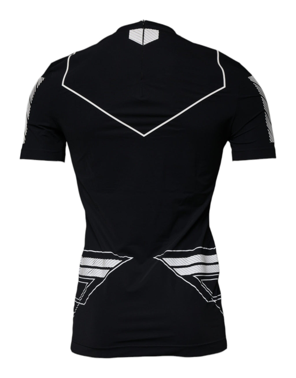 Dolce & Gabbana Schwarzes Nylon-T-Shirt mit Rundhalsausschnitt und Grafikdruck