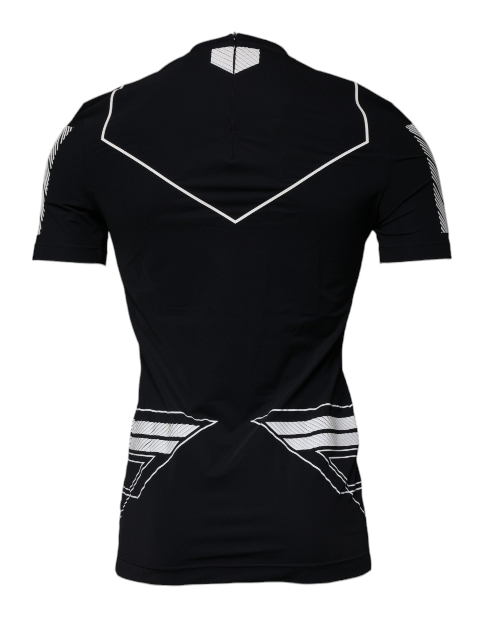 Dolce & Gabbana Schwarzes Nylon-T-Shirt mit Rundhalsausschnitt und Grafikdruck