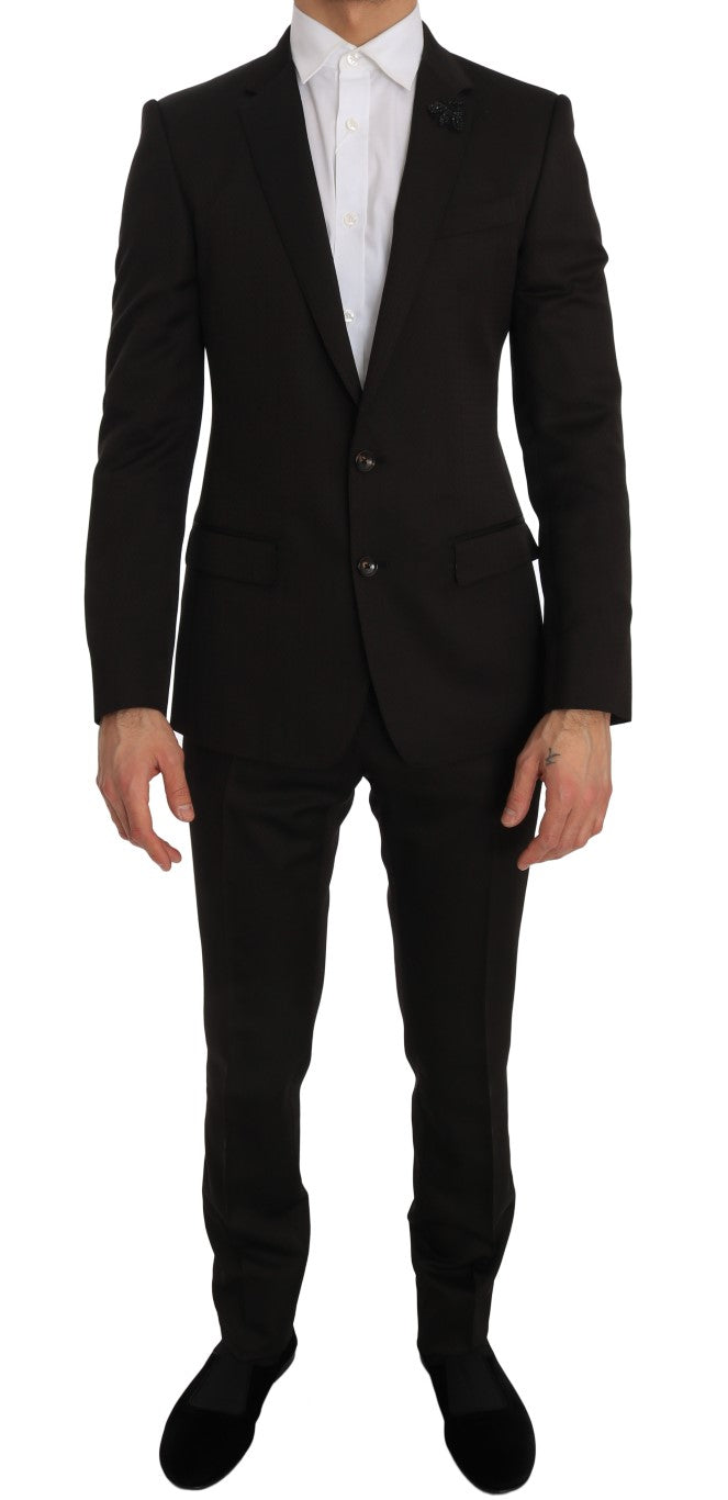 Dolce & Gabbana Brauner Woll-Kristallbienen-Slim-Fit MARTINI
