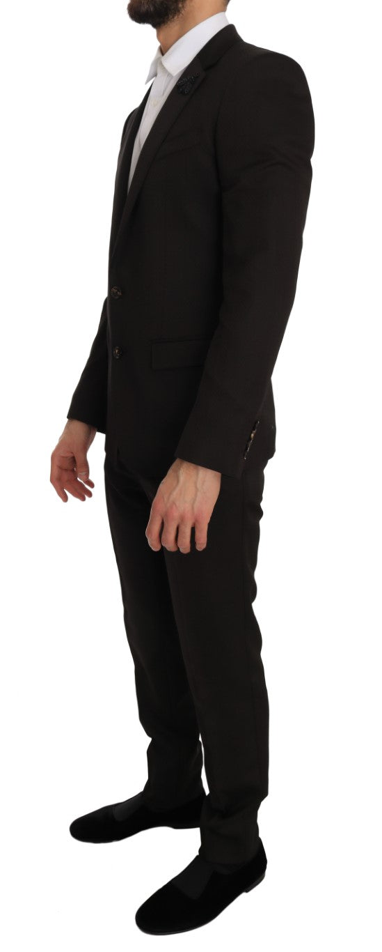 Dolce & Gabbana Brauner Woll-Kristallbienen-Slim-Fit MARTINI