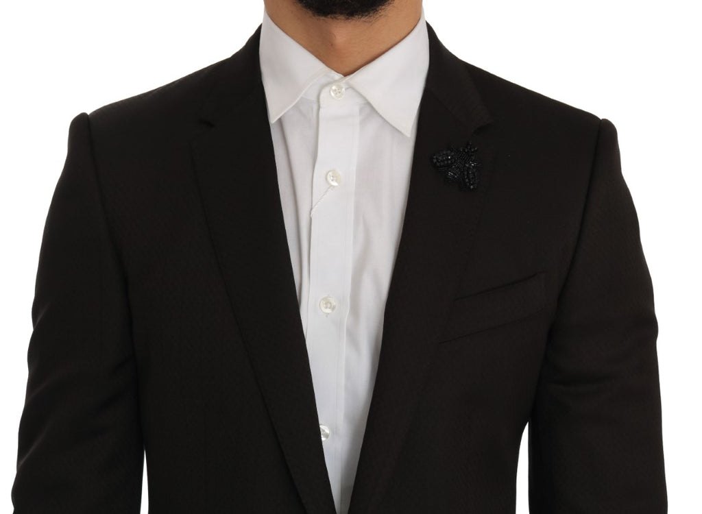 Dolce & Gabbana Brauner Woll-Kristallbienen-Slim-Fit MARTINI