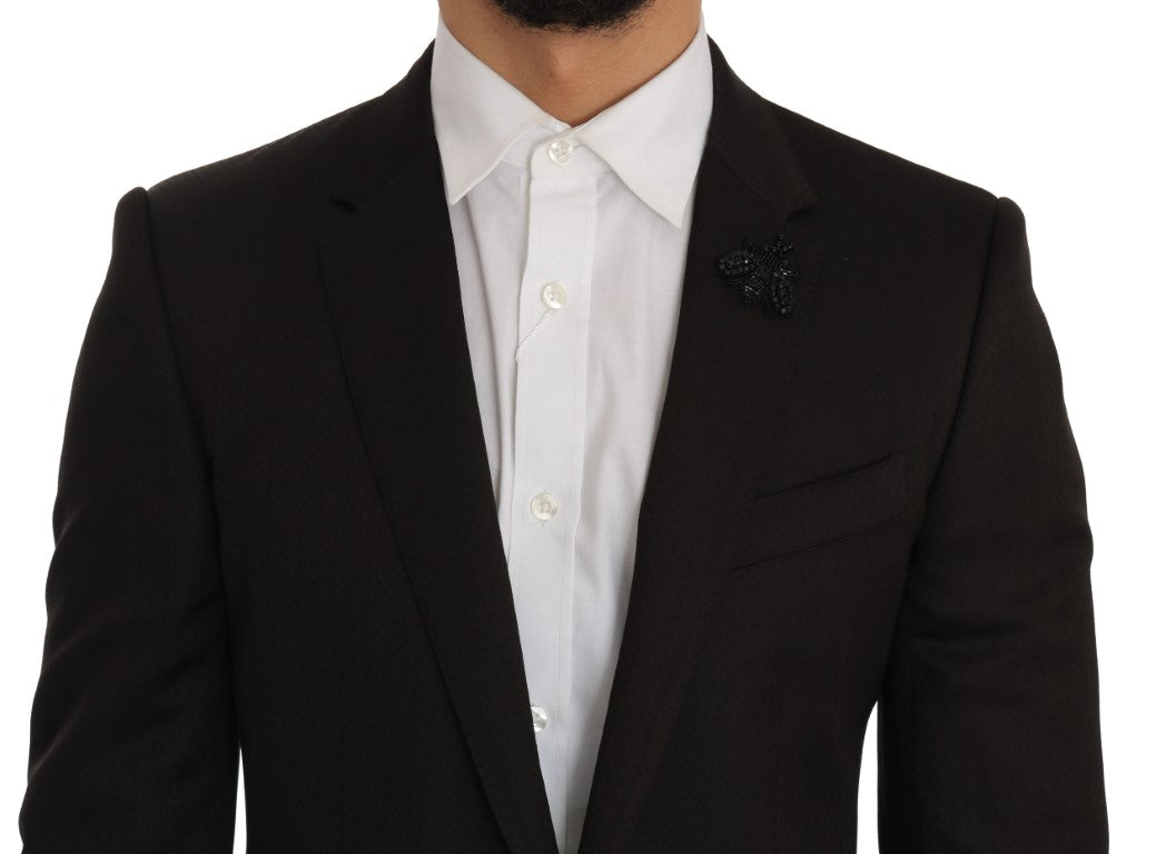 Dolce & Gabbana Brauner Woll-Kristallbienen-Slim-Fit MARTINI