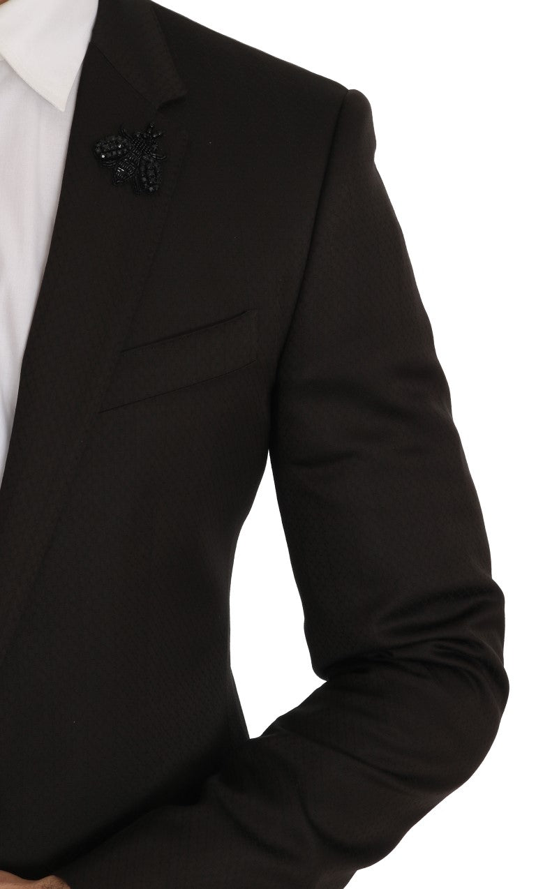 Dolce & Gabbana Brauner Woll-Kristallbienen-Slim-Fit MARTINI