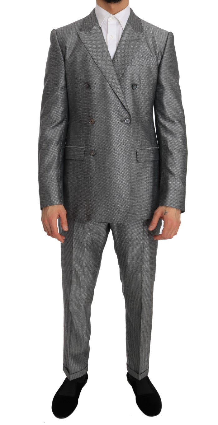 Dolce & Gabbana Schwarzer Stretch-Anzug mit Bienen-Kristallen in schmaler Passform