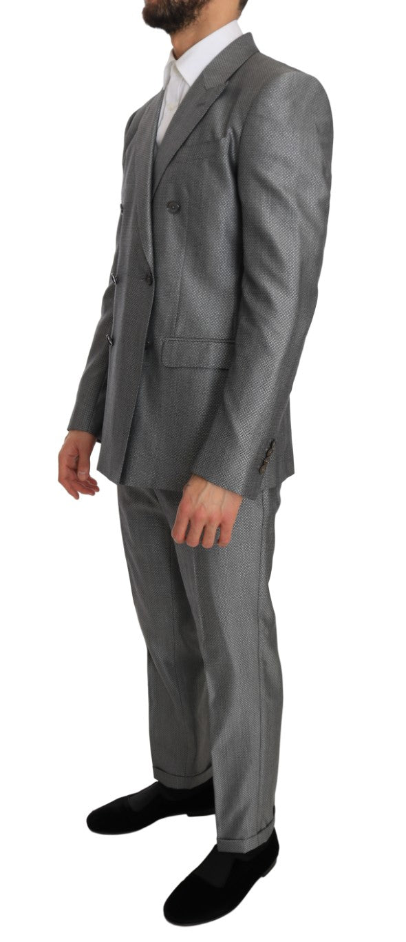 Dolce & Gabbana Schwarzer Stretch-Anzug mit Bienen-Kristallen in schmaler Passform