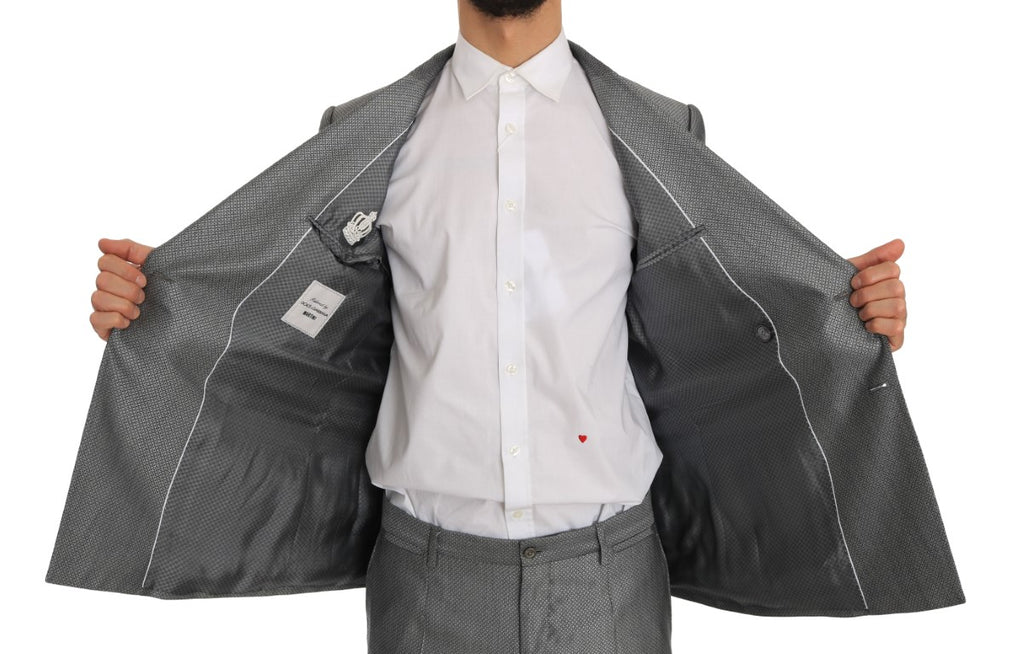 Dolce & Gabbana Schwarzer Stretch-Anzug mit Bienen-Kristallen in schmaler Passform