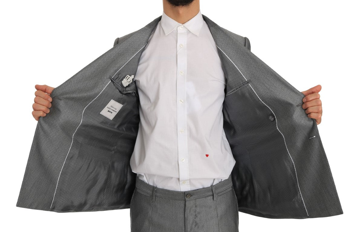 Dolce & Gabbana Schwarzer Stretch-Anzug mit Bienen-Kristallen in schmaler Passform