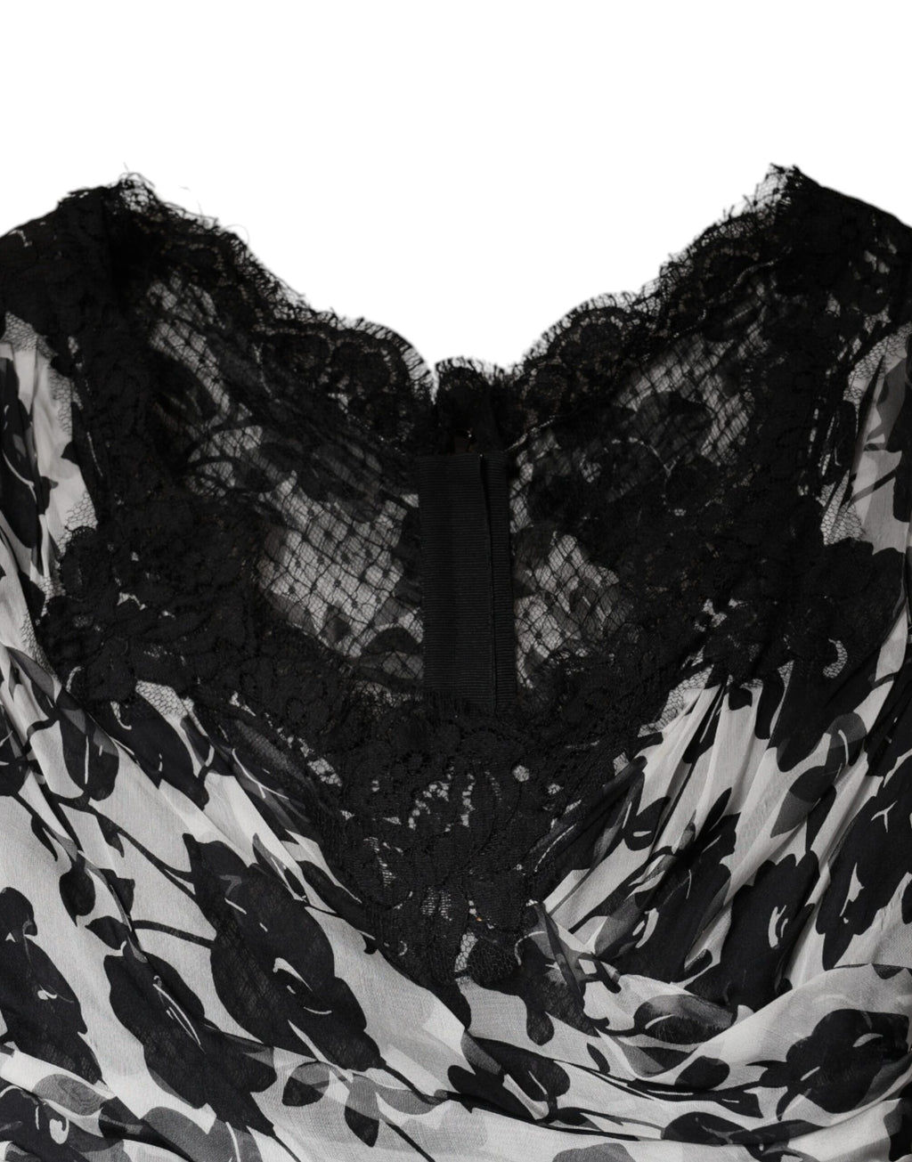 Dolce & Gabbana Schwarzes Maxikleid aus geblümter Seidenspitze Ricamo Ball