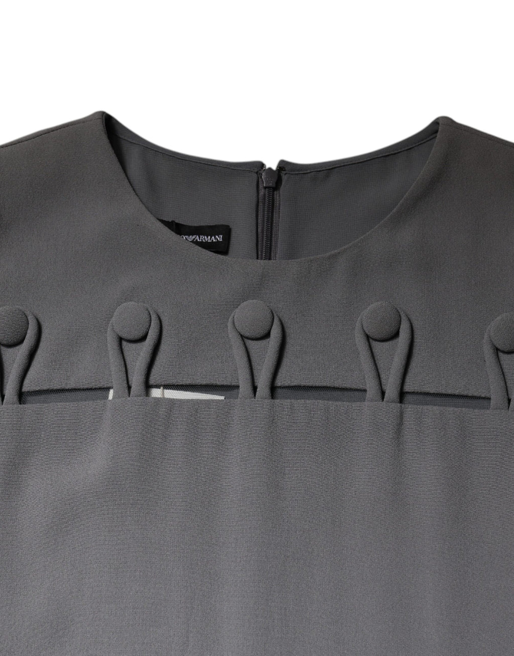 Emporio Armani Graues ärmelloses A-Linien-Minikleid mit Rundhalsausschnitt
