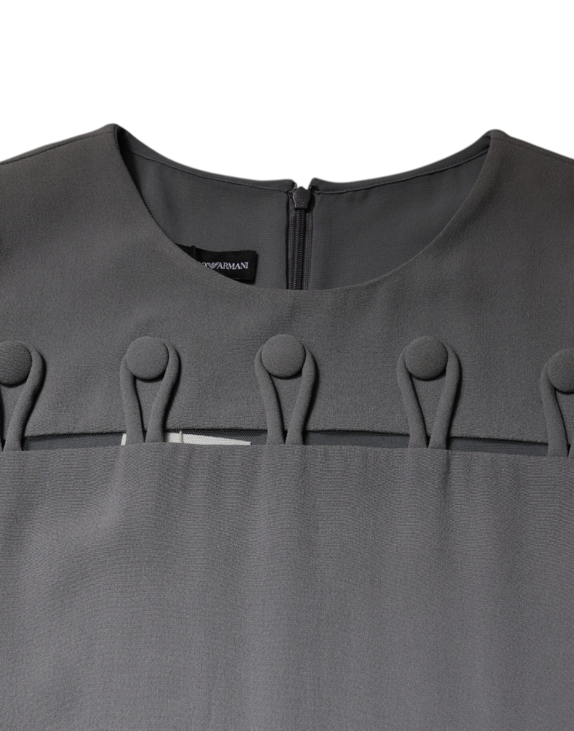 Emporio Armani Graues ärmelloses A-Linien-Minikleid mit Rundhalsausschnitt