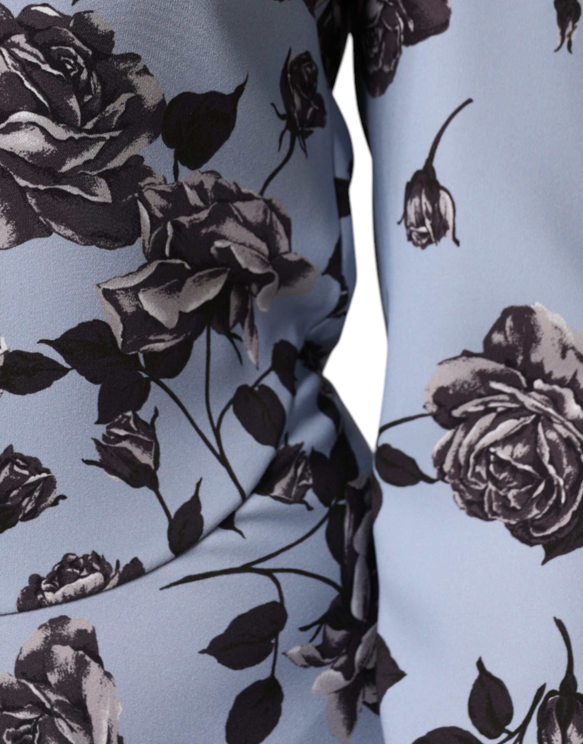 Valentino Hellblaues geblümtes Minikleid mit langen Ärmeln und A-Linie