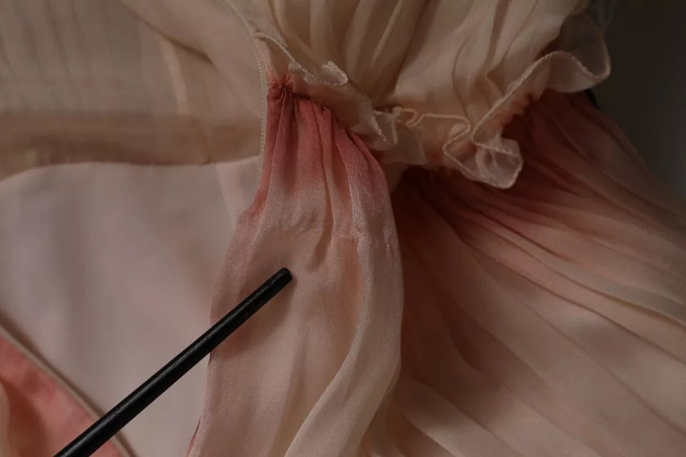 Alberta Ferretti Rosa ärmelloses plissiertes Maxikleid in A-Linie