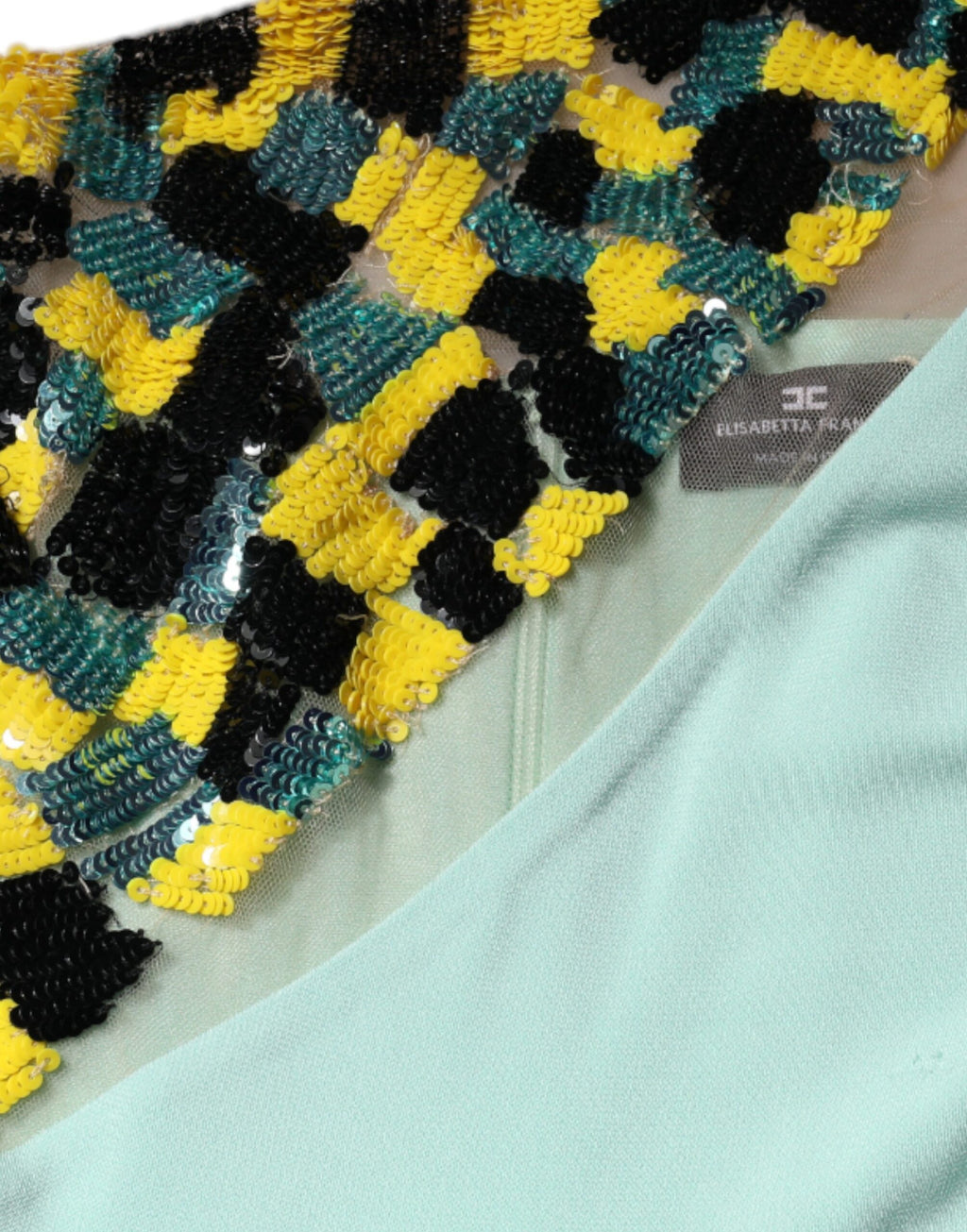 Elisabetta Franchi Mintgrünes langes Ein-Schulter-Jumpsuit-Kleid