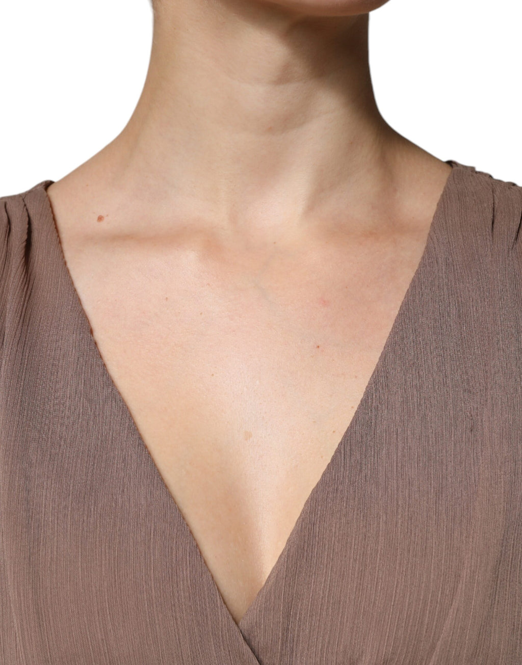 Peserico Braunes ärmelloses langes Maxikleid mit tiefem V-Ausschnitt in A-Linie