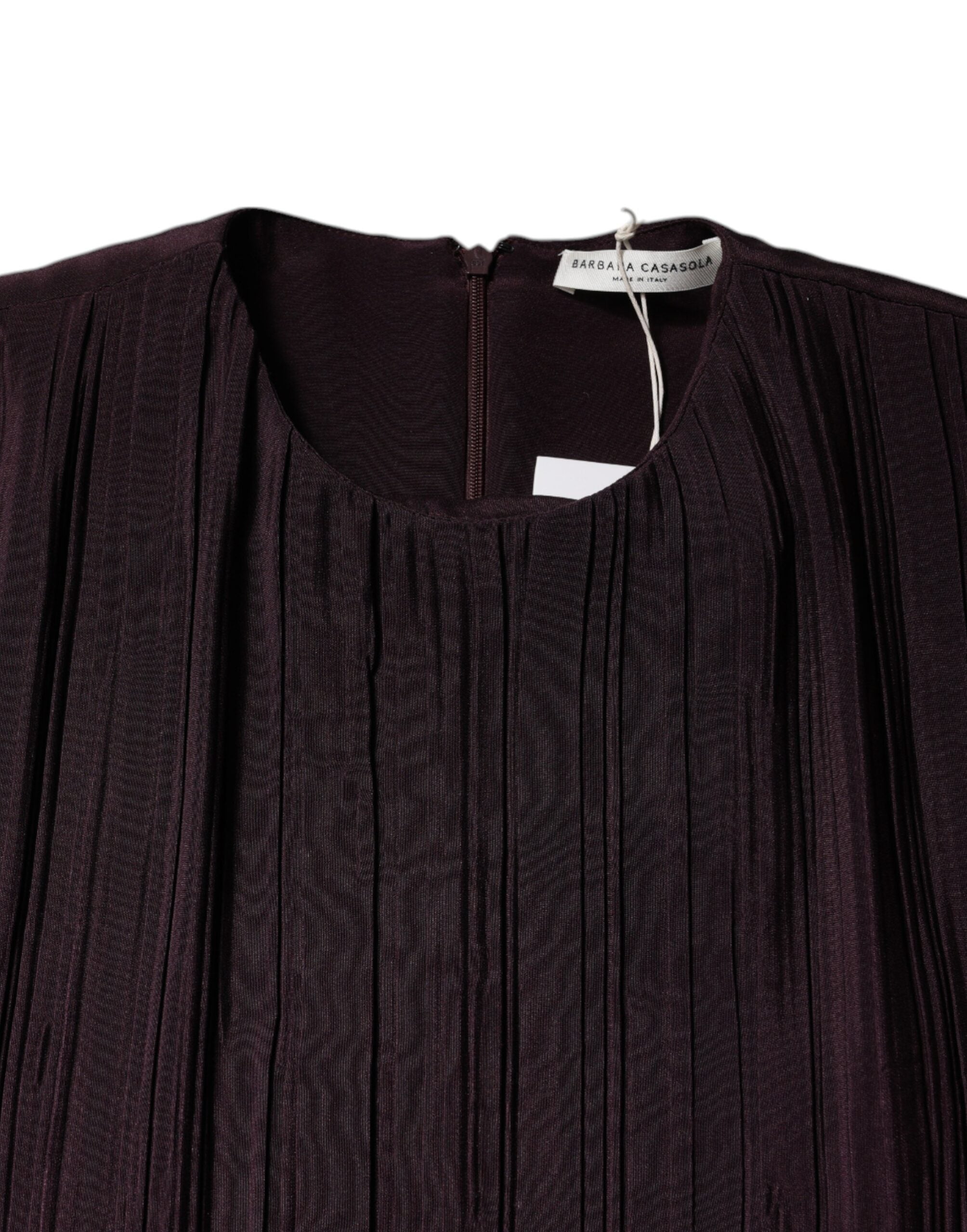 Barbara Casasola Braunes Seidenmantel-Maxikleid mit kurzen Ärmeln