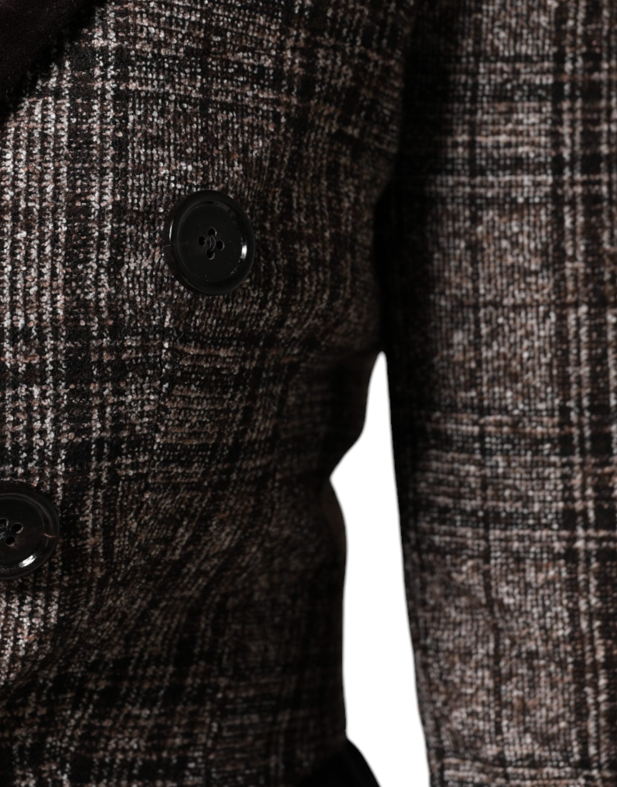 Dolce & Gabbana Brauner karierter Mantel mit langen Ärmeln und verkürzter Jacke