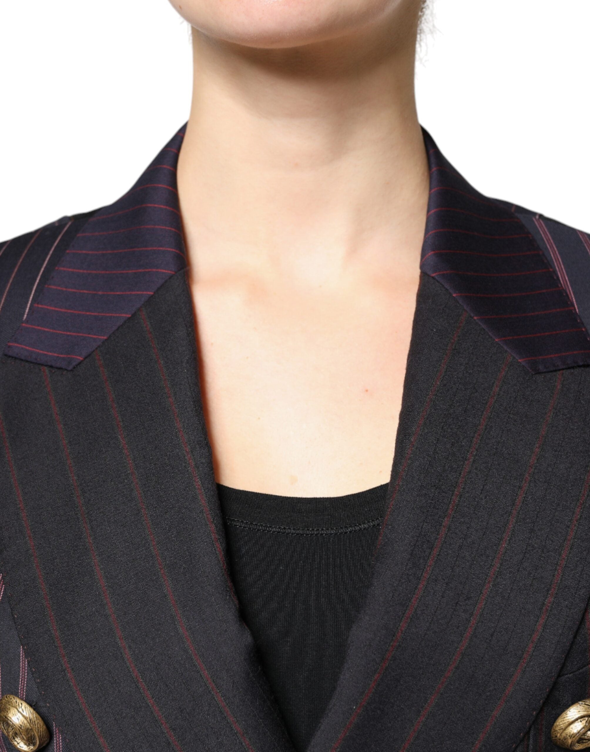 Dolce & Gabbana Multicolor Streifen Wolle Cropped Blazer Mantel Jacke