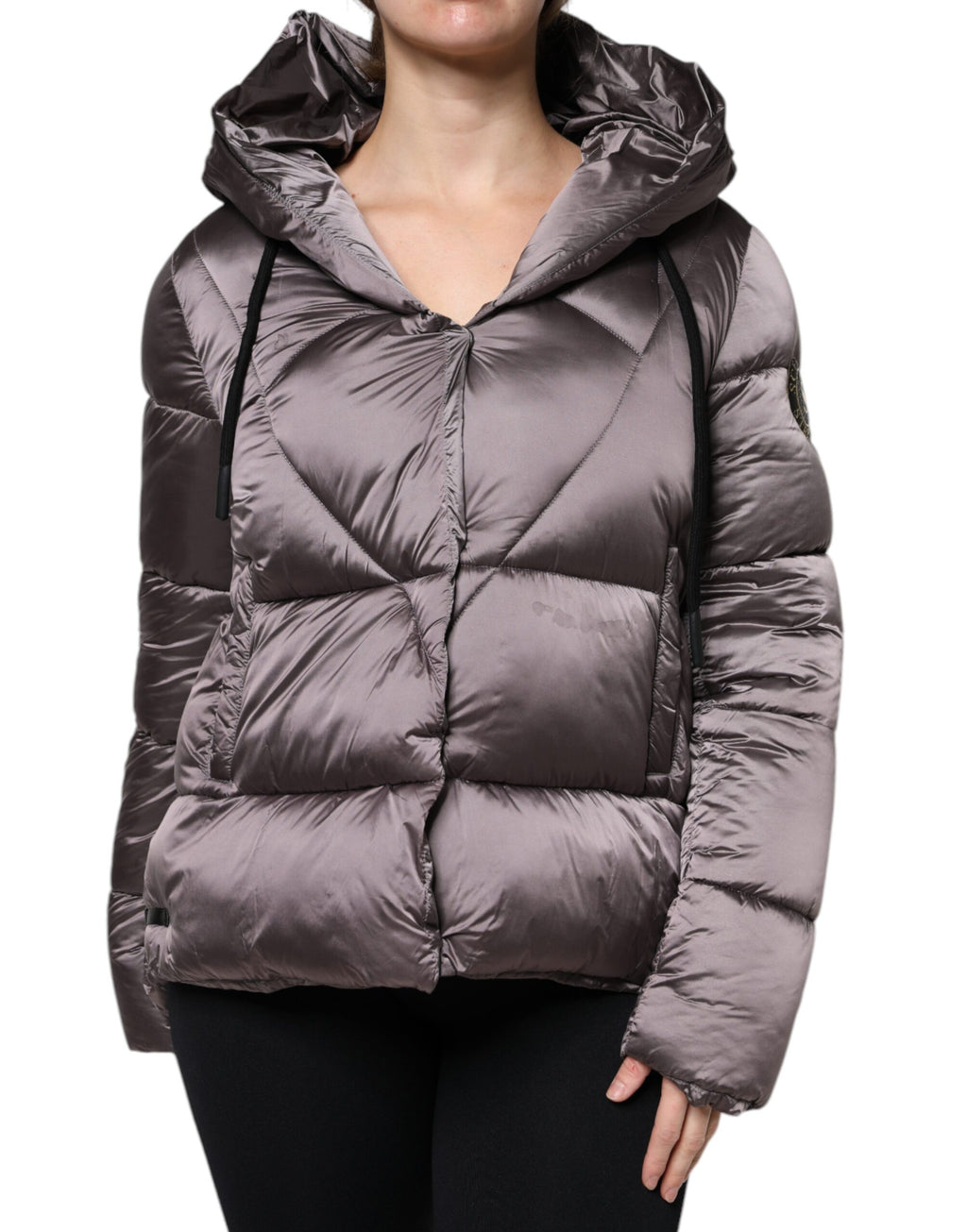 Scervino Street Violett Puffer gesteppt mit Kapuze Frauen Mantel Jacke