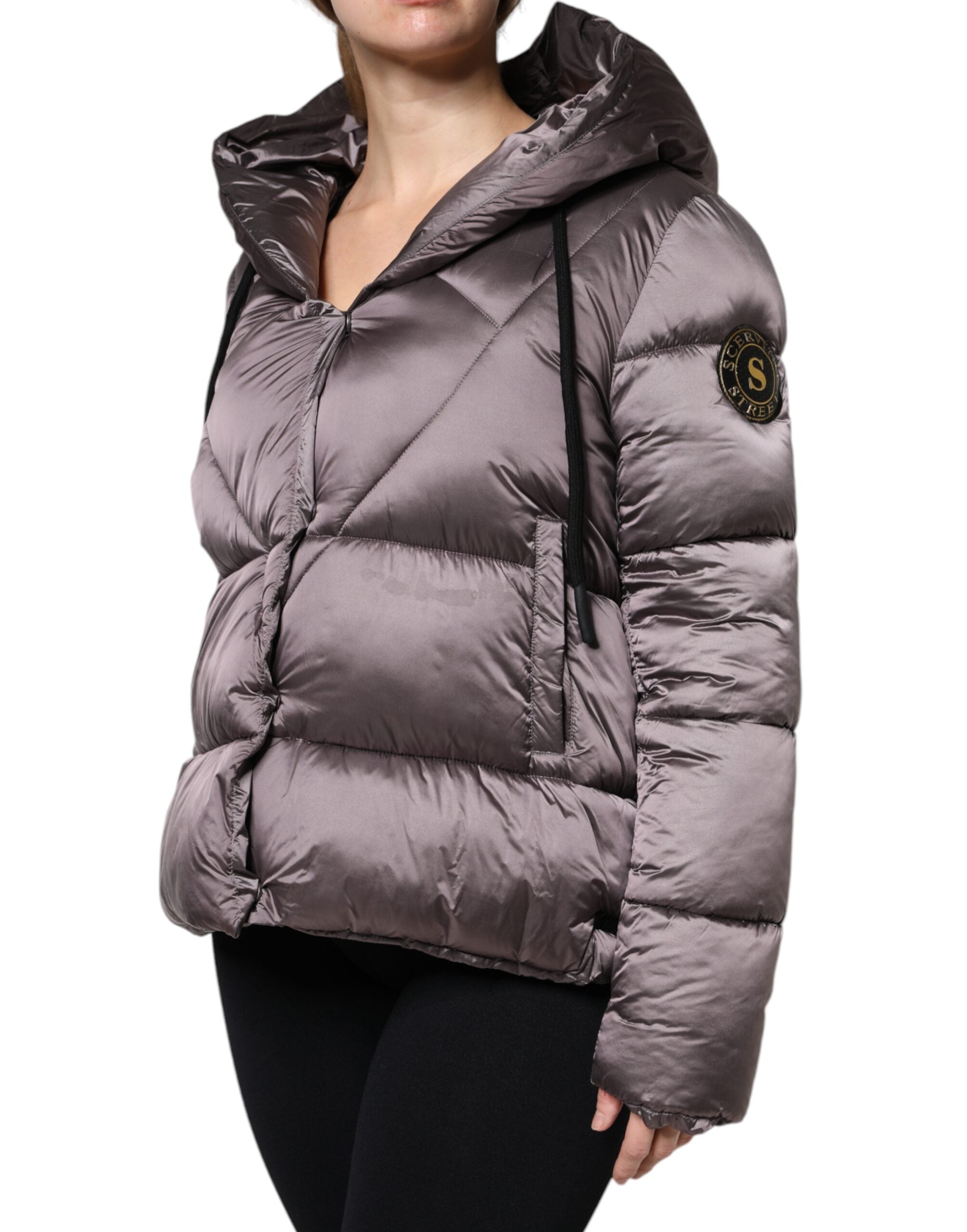 Scervino Street Violett Puffer gesteppt mit Kapuze Frauen Mantel Jacke