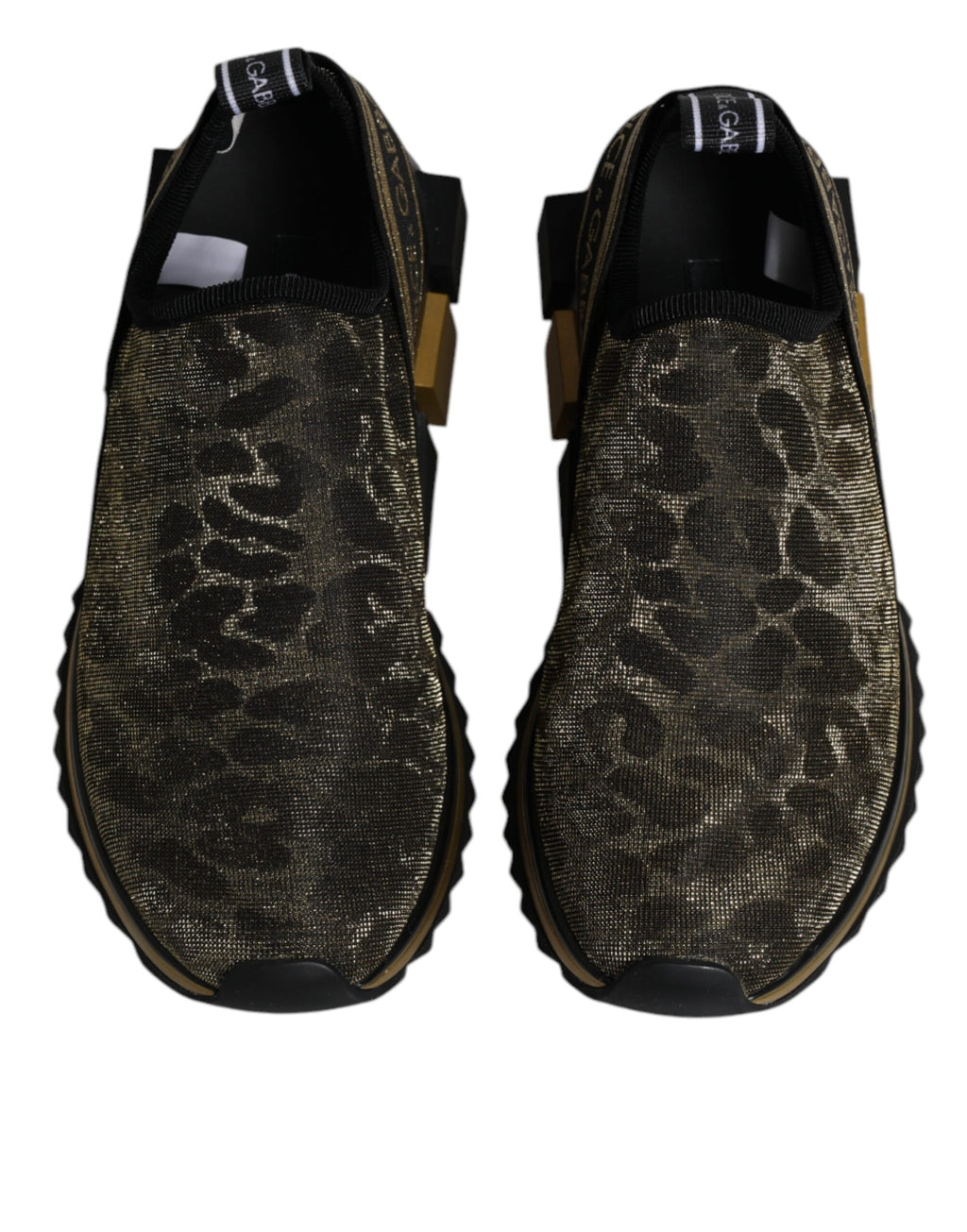 Dolce & Gabbana Gold Glitter Leopard Sorrento Sneakers Schuhe
