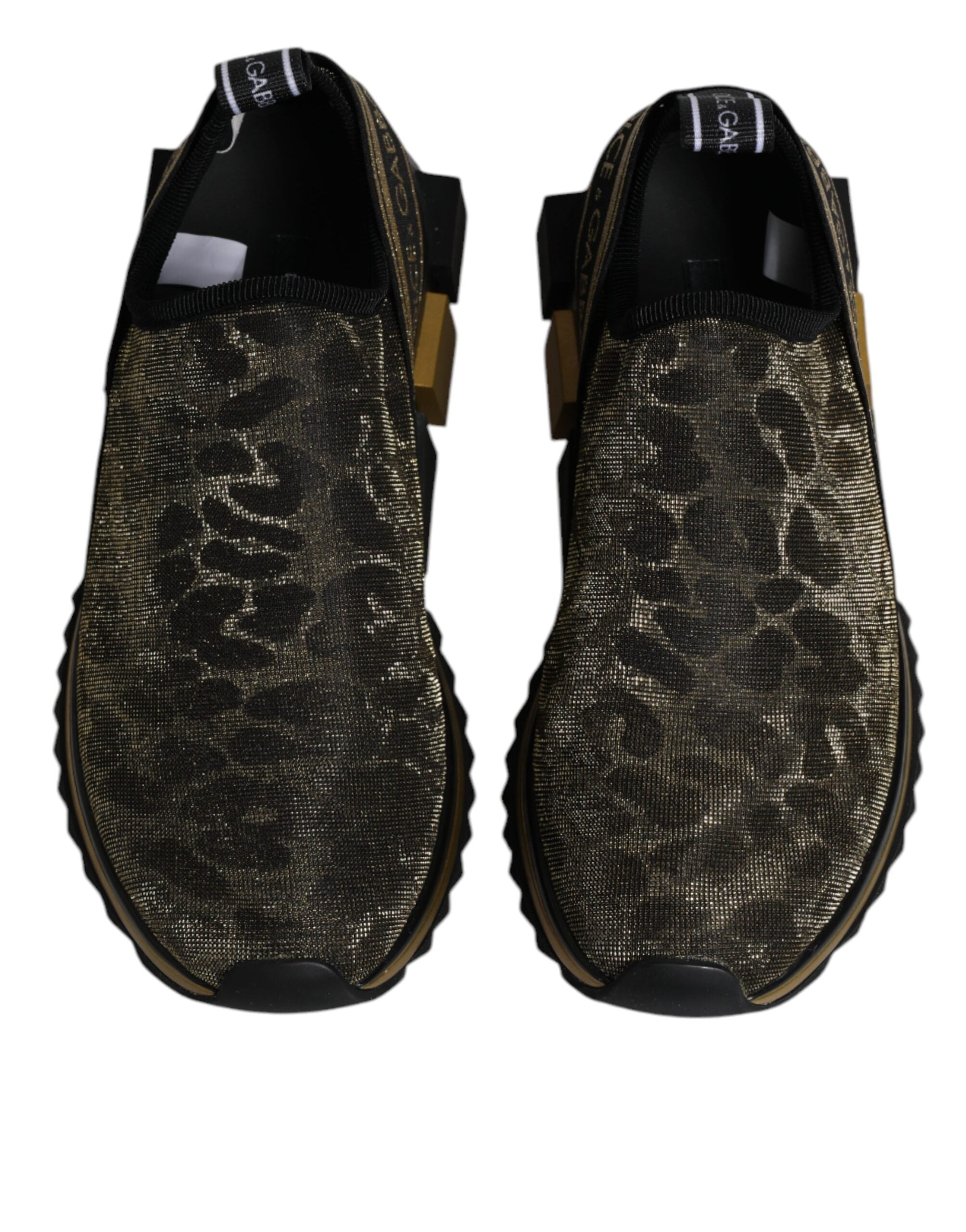 Dolce & Gabbana Gold Glitter Leopard Sorrento Sneakers Schuhe