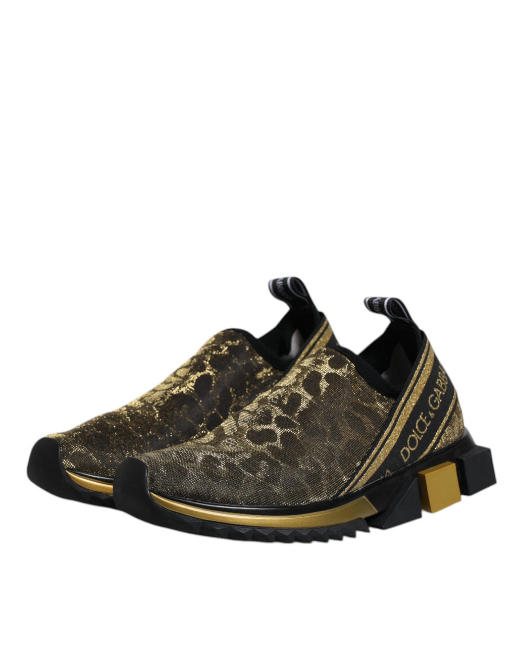 Dolce & Gabbana Gold Glitter Leopard Sorrento Sneakers Schuhe