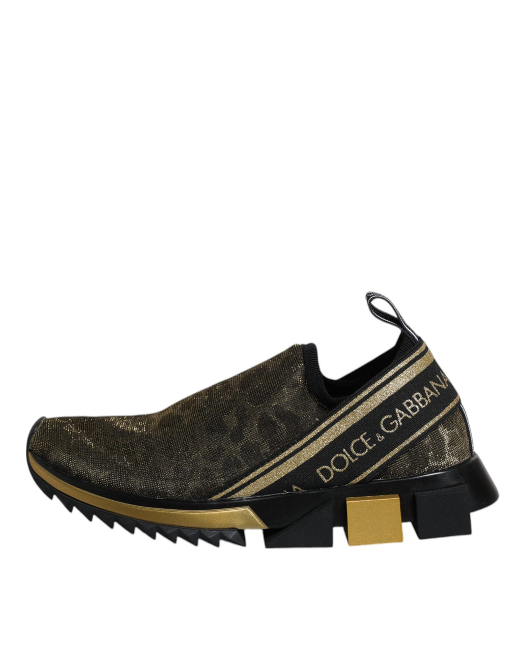 Dolce & Gabbana Gold Glitter Leopard Sorrento Sneakers Schuhe