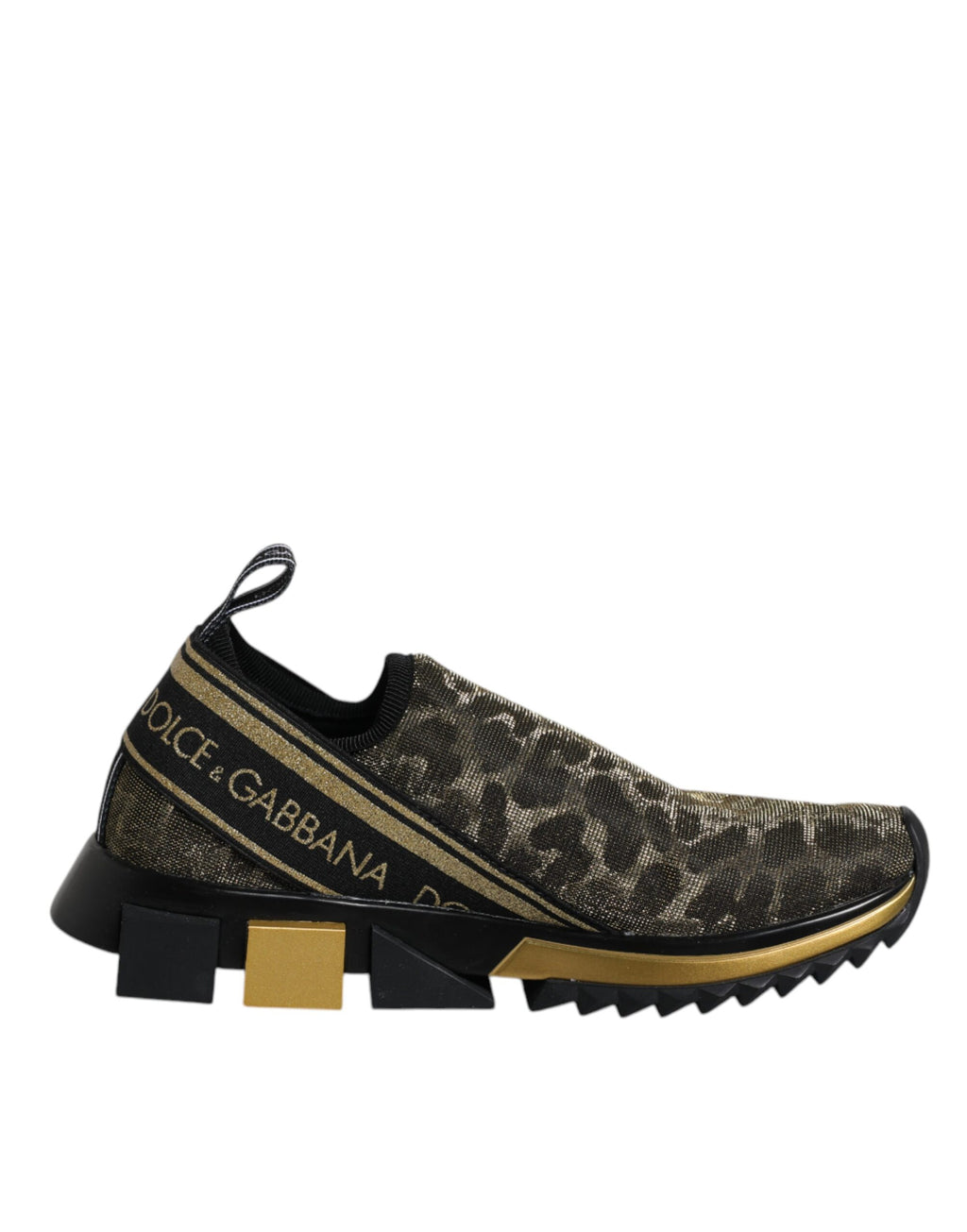 Dolce & Gabbana Gold Glitter Leopard Sorrento Sneakers Schuhe