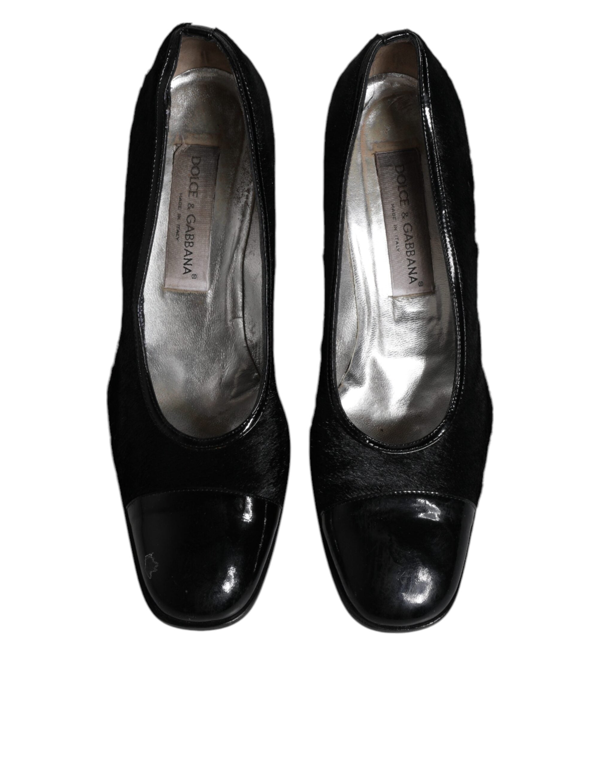 Dolce & Gabbana Schwarz Leder Blockabsatz Pumps Schuhe