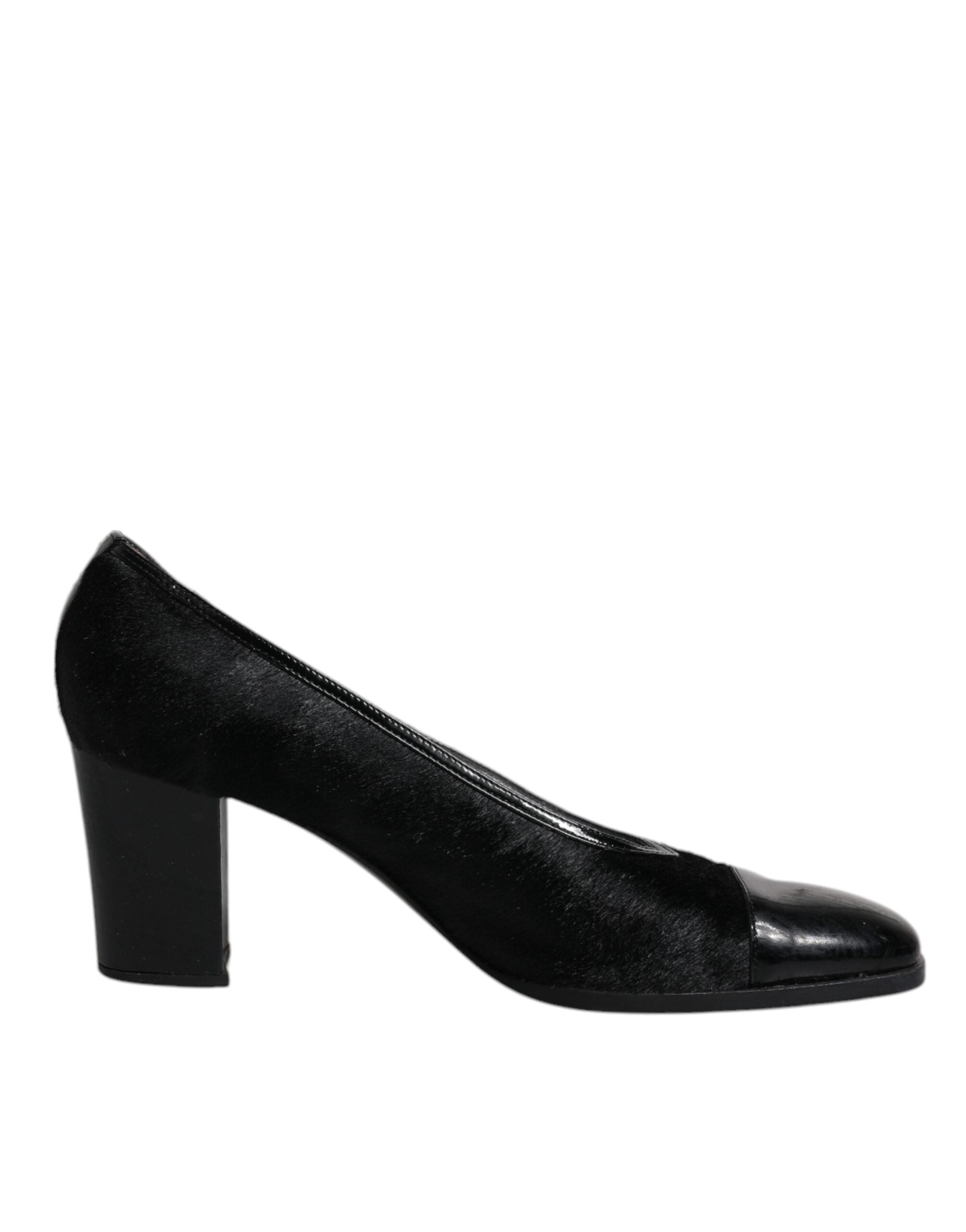 Dolce & Gabbana Schwarz Leder Blockabsatz Pumps Schuhe