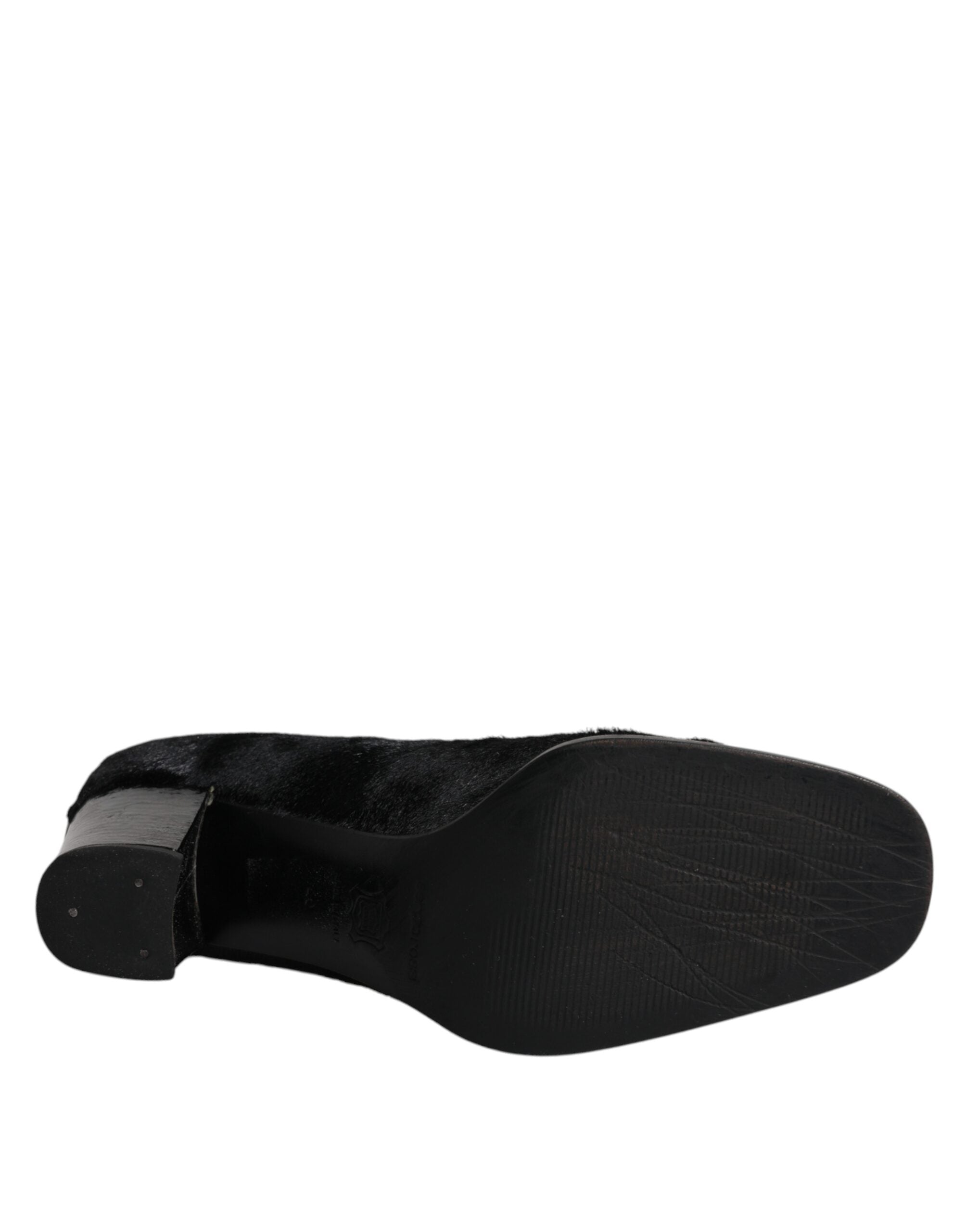 Dolce & Gabbana Schwarz Leder Blockabsatz Pumps Schuhe