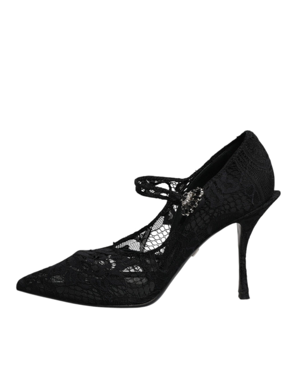 Dolce & Gabbana Schwarz Spitze Kristalle Mary Jane Pumps Schuhe