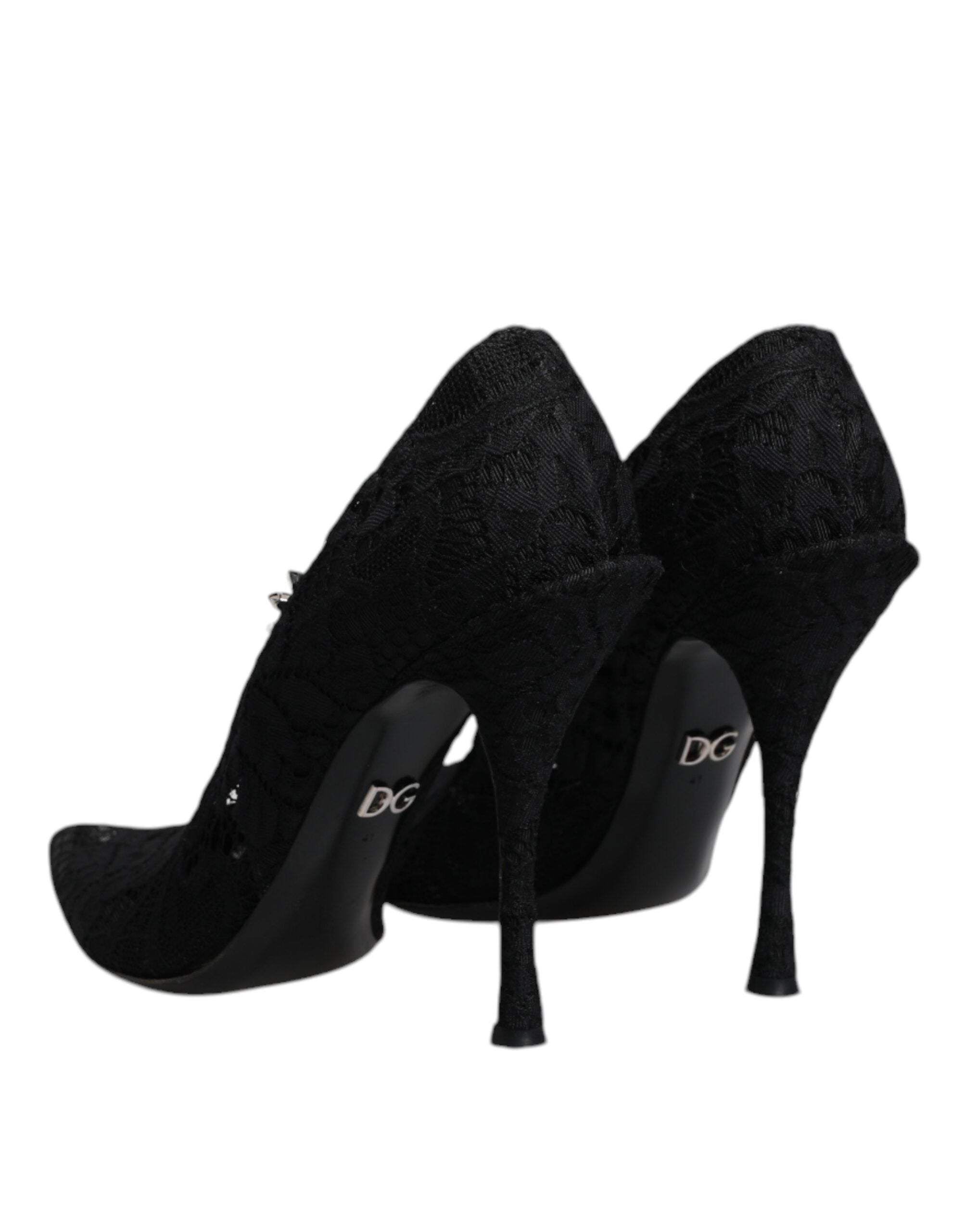 Dolce & Gabbana Schwarz Spitze Kristalle Mary Jane Pumps Schuhe