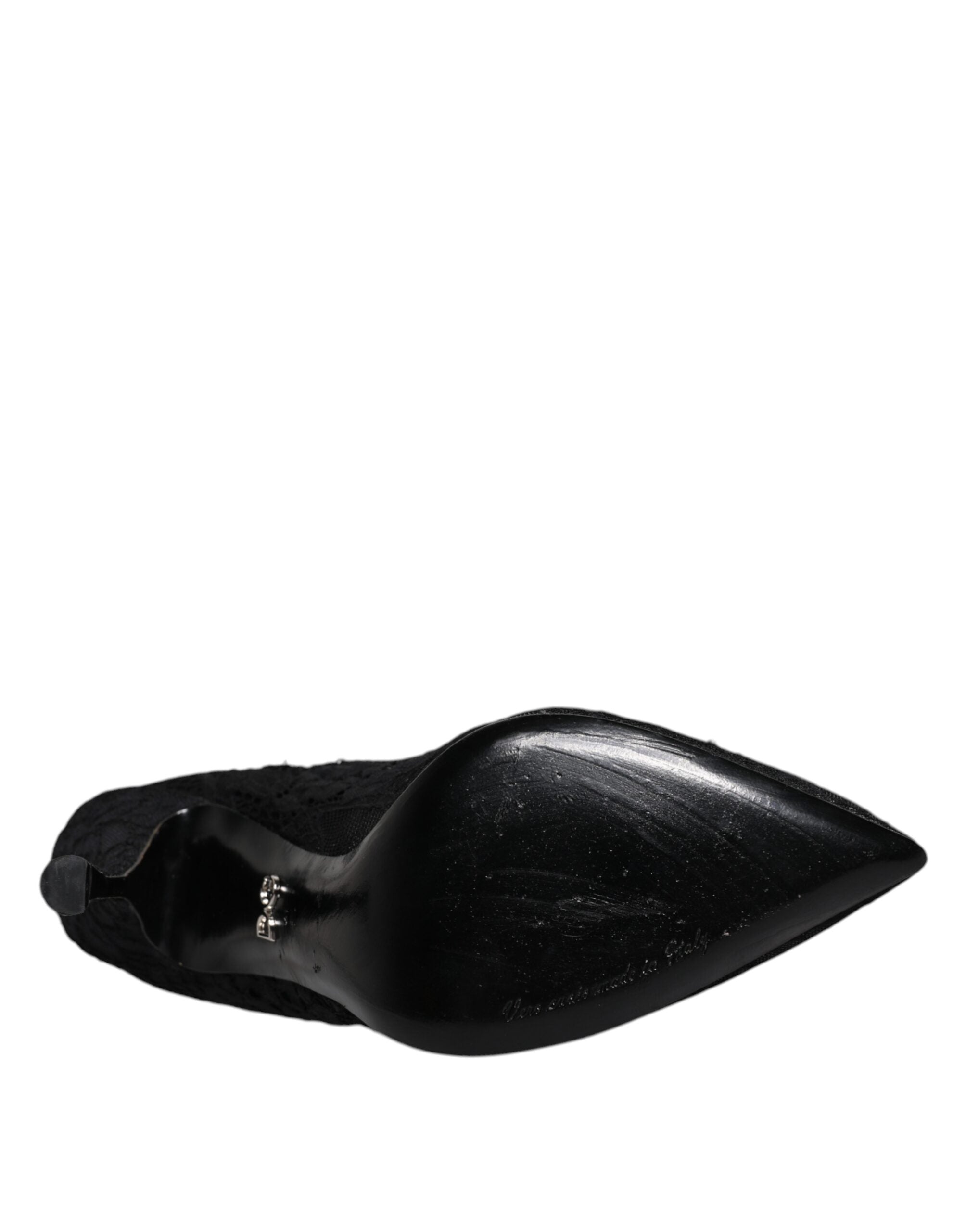 Dolce & Gabbana Schwarz Spitze Kristalle Mary Jane Pumps Schuhe